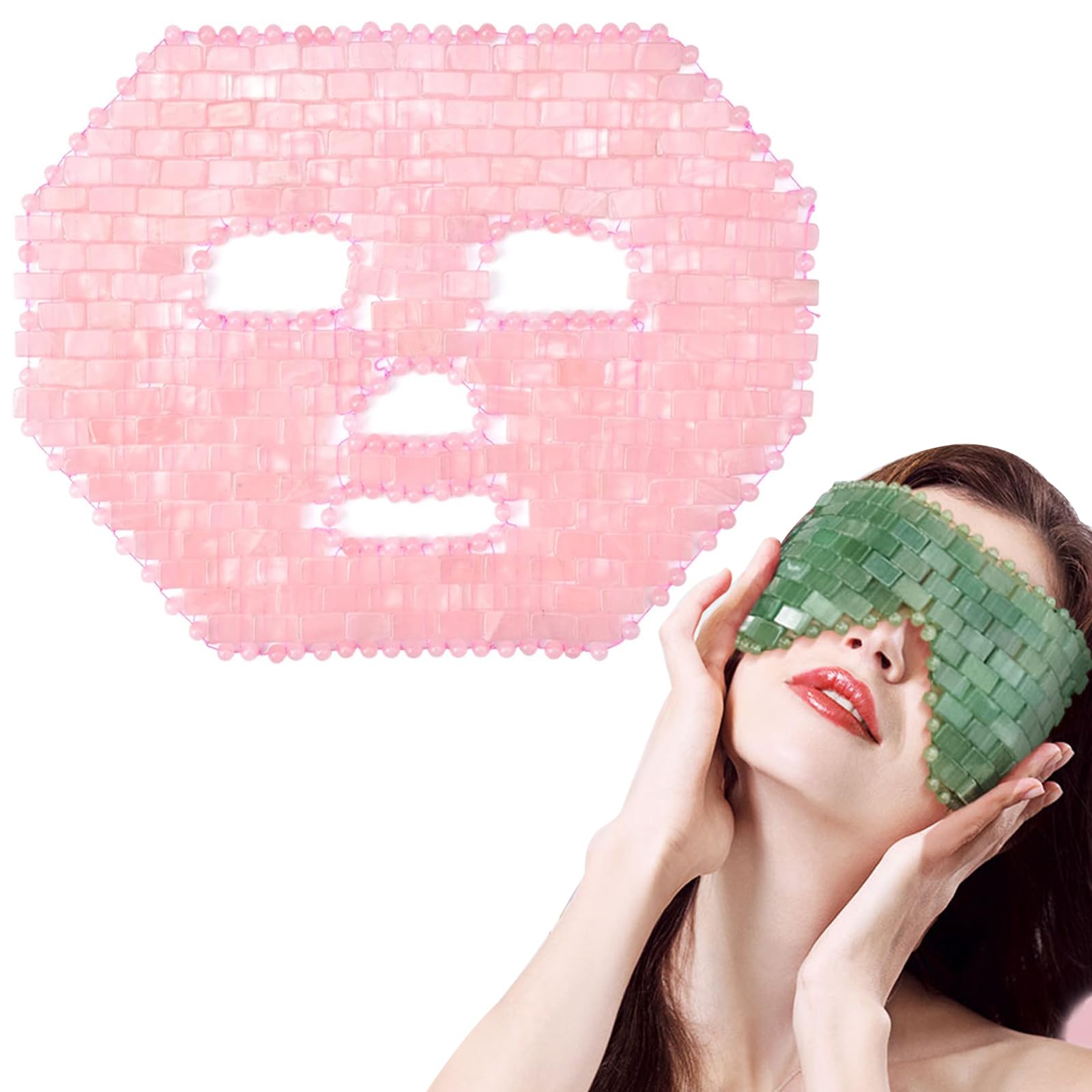 ideayard Jade Eye Mask Rose Quartz Face Mask Eliminate Wrinkles Puffiness Migraine Relief Mask