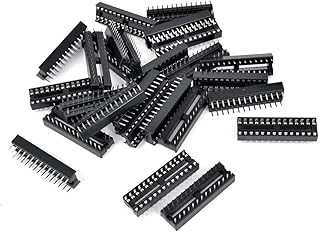Aexit 25 Pieces Audio & Video Accessories 2.54mm Pitch 28 Pins Double Row Narrow DIP IC Connectors & Adapters Socket Adapter