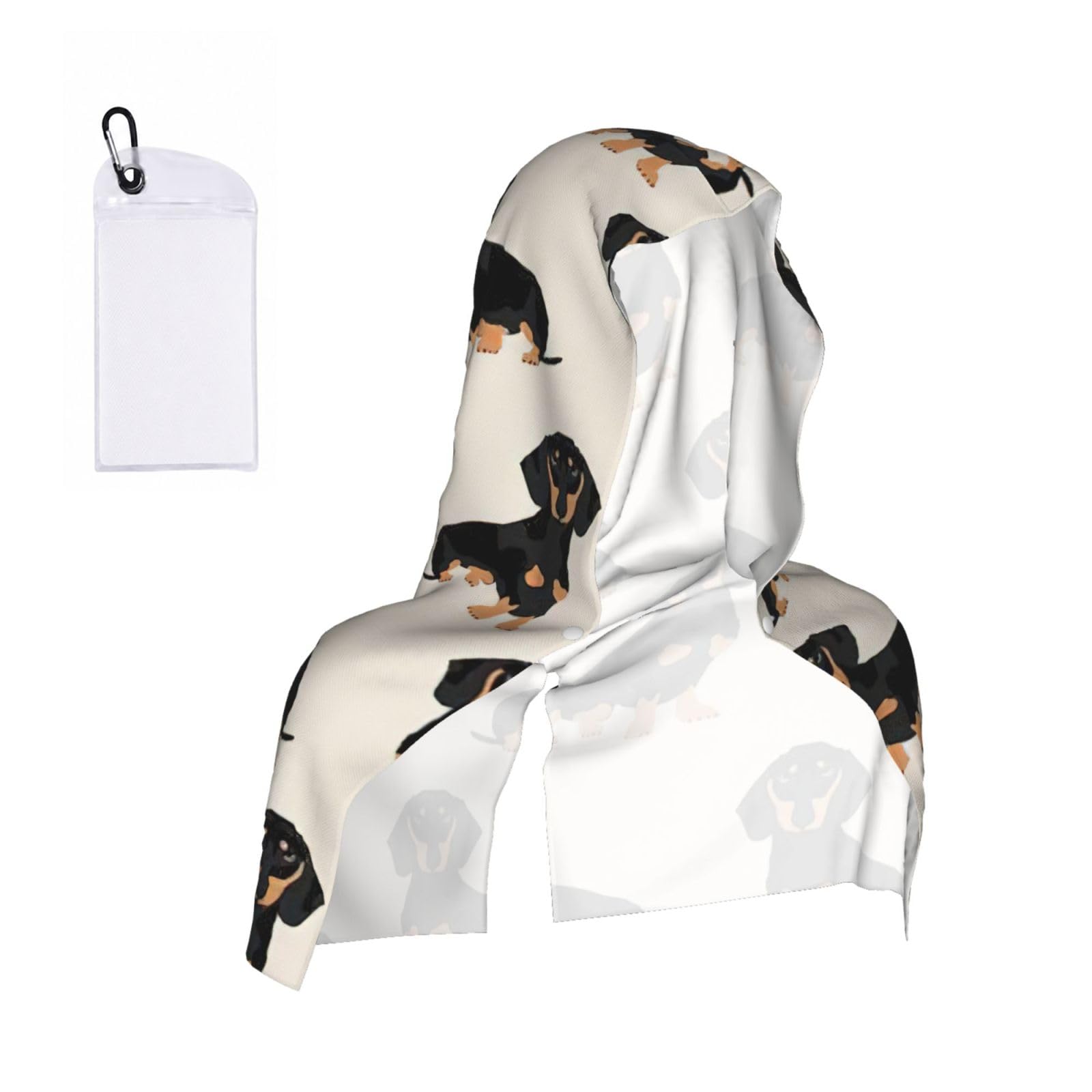 DUWAA Dachshund Dog Print Reusable Hoodie Cooling Neck Wrap, Hot Weather Outdoor Sports Workout Head Towel For Stay Chill