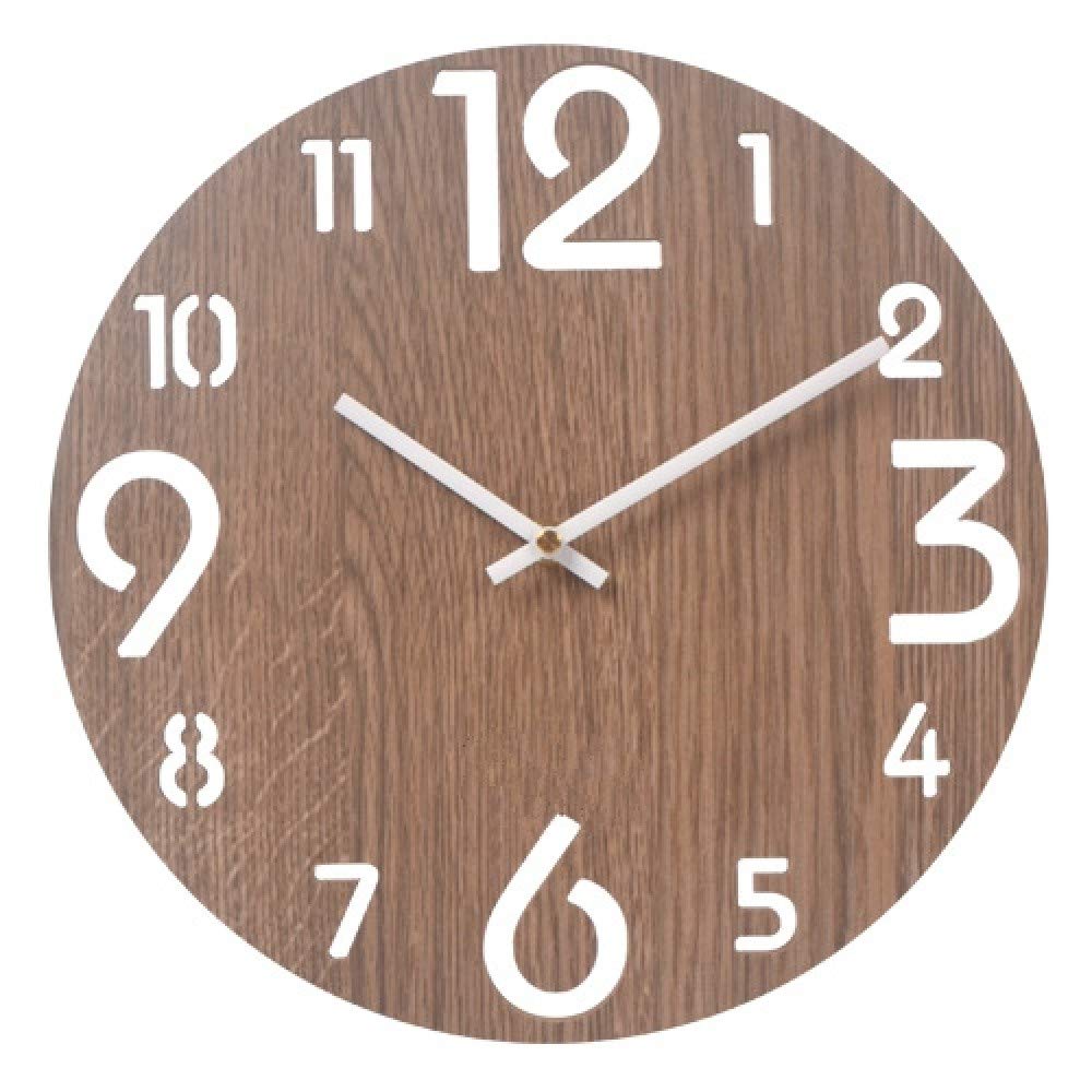 Montre murale décor en bois véritable effet 3D relief pour salon haut de gamme