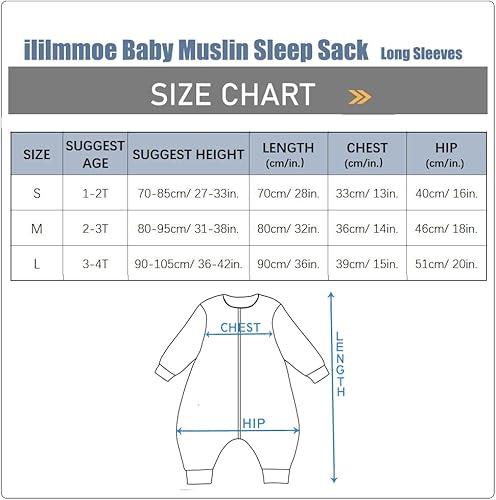 Miniatura 7 de ililmmoe Saco de dormir de muselina original 100% algodón, saco de dormir con piernas, mantas de bebé de manga larga 1-4T