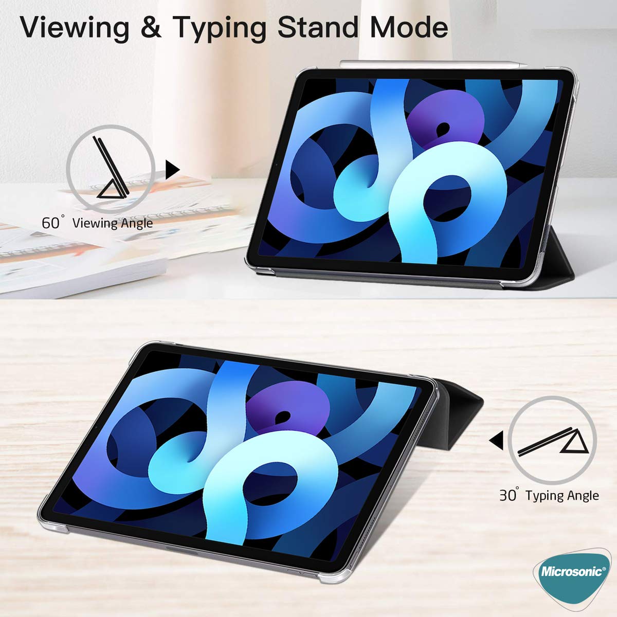 Microsonic Apple iPad Pro 11 2024 Kılıf (A2836-A2837) Slim Translucent Back Smart Cover Siyah [iPad Pro 11 2024 ile Uyumlu Kılıf - Siyah]