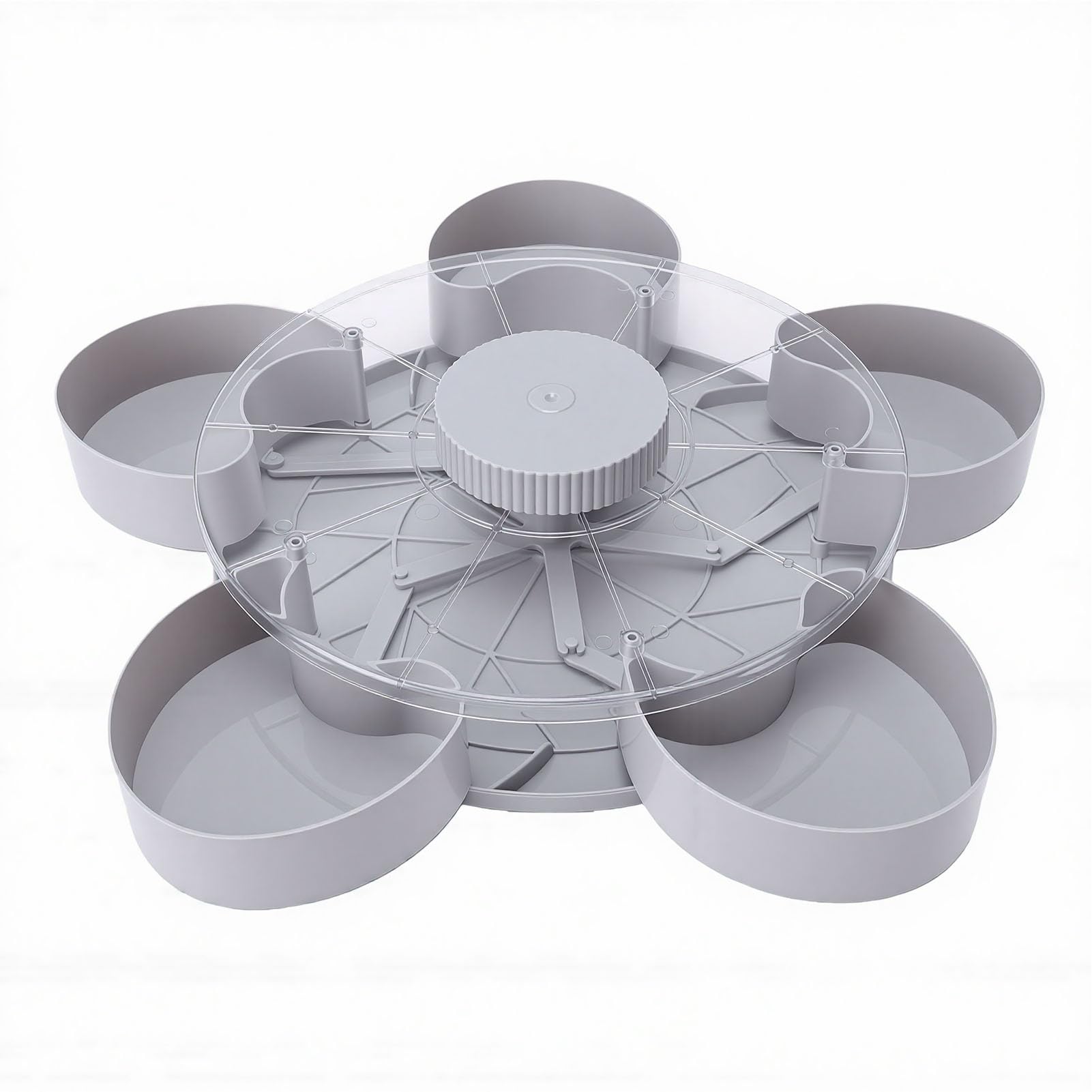 Cocoarm Vassoio da Portata per Snack Diviso, Vassoio per Snack Girevole in ABS con Coperchio, Base Antiscivolo a 5 Scomparti Facile da Pulire per Feste Picnic Serate di Cinema Condivisione in