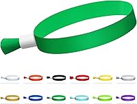 Green-PowerAmerica 100 Pack Green Cloth Event Wristbands - Disposable Adjustable Fabric Bands for Parties, Concerts, Festivals