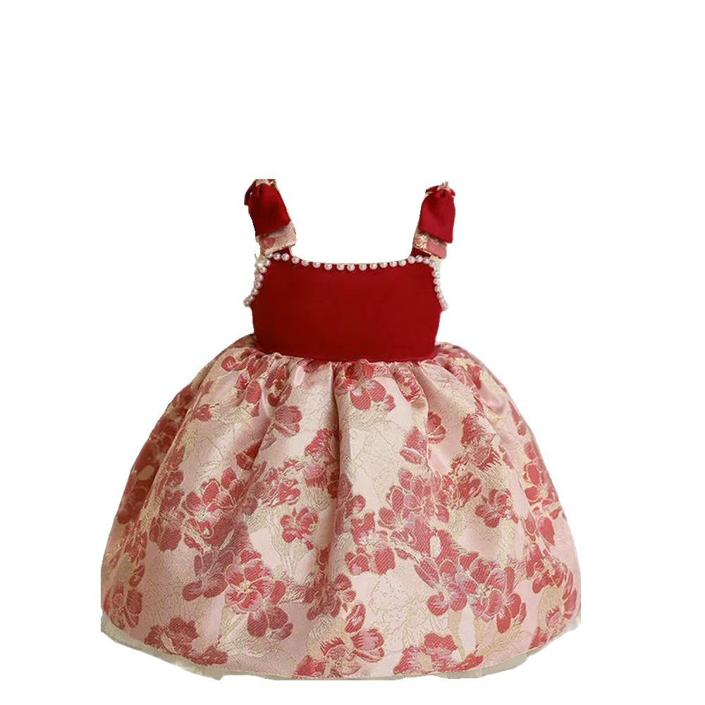 ZBDZSW Letnie Sukienki Księżniczki Lolity Dla Dzieci Dziewczynek Elegancka Suknia Balowa Kwiaty Czerwona Sukienka Niemowlęca Odzież Imprezowa Sukienki Butikowe