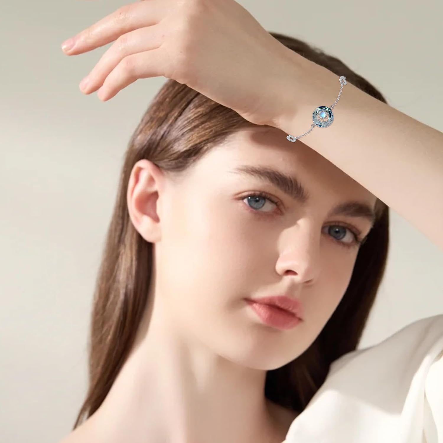 OHAYOO Crescent Moon Bracelet for Women 925 Sterling Silver Sun and Moon link Bracelet Crescent and Lunar Jewelry Romantic Celestial Gifts for Her Ideal for Birthday, Best Friend - Image 2