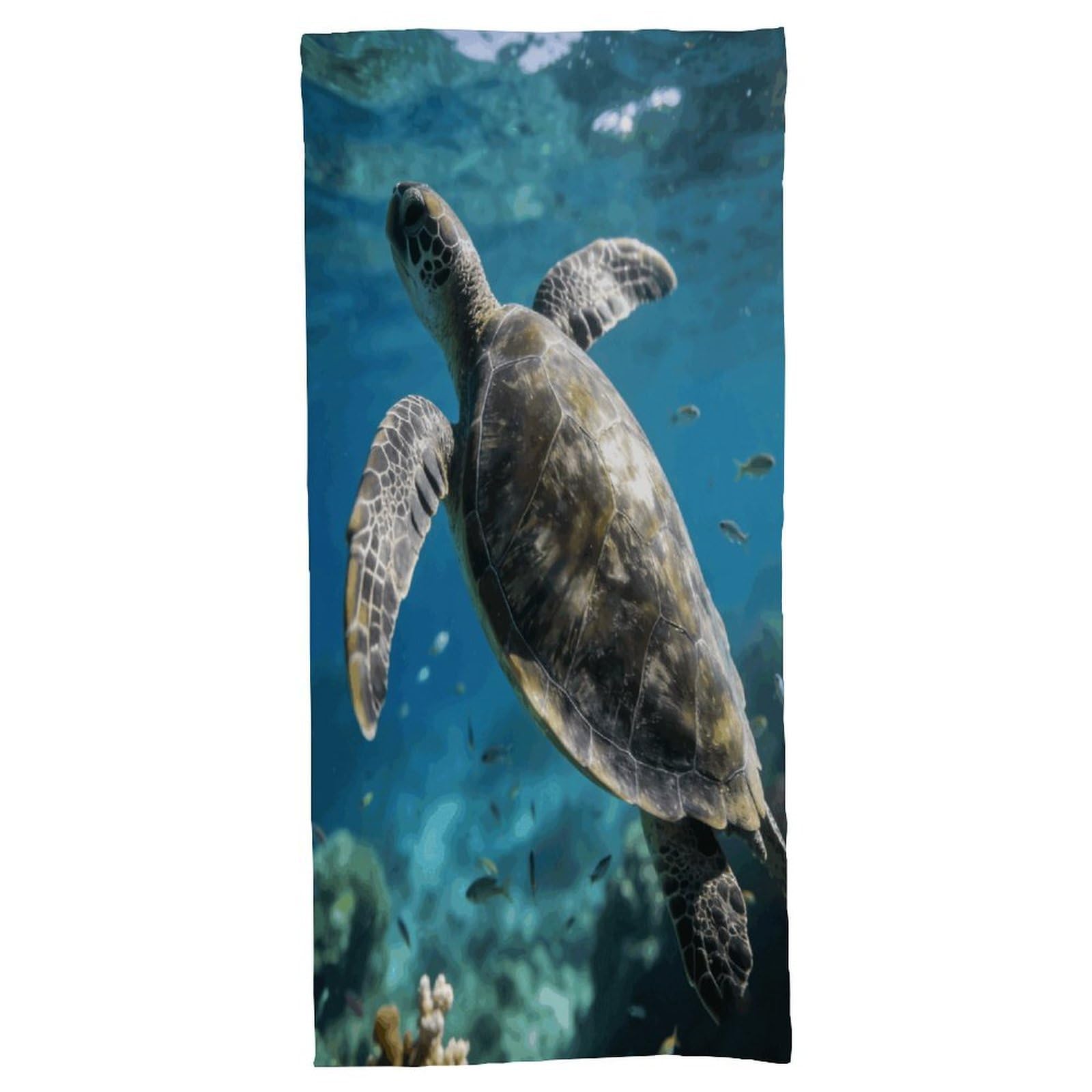 Fodpand Style Marine Turtle Bath Towel, Highly Absorbent & Quick Drying Beach Towel, Compact & Lightweight Pool Towel For Bathroom, Beach, Pool, Gym, Spa, And Hotel Use