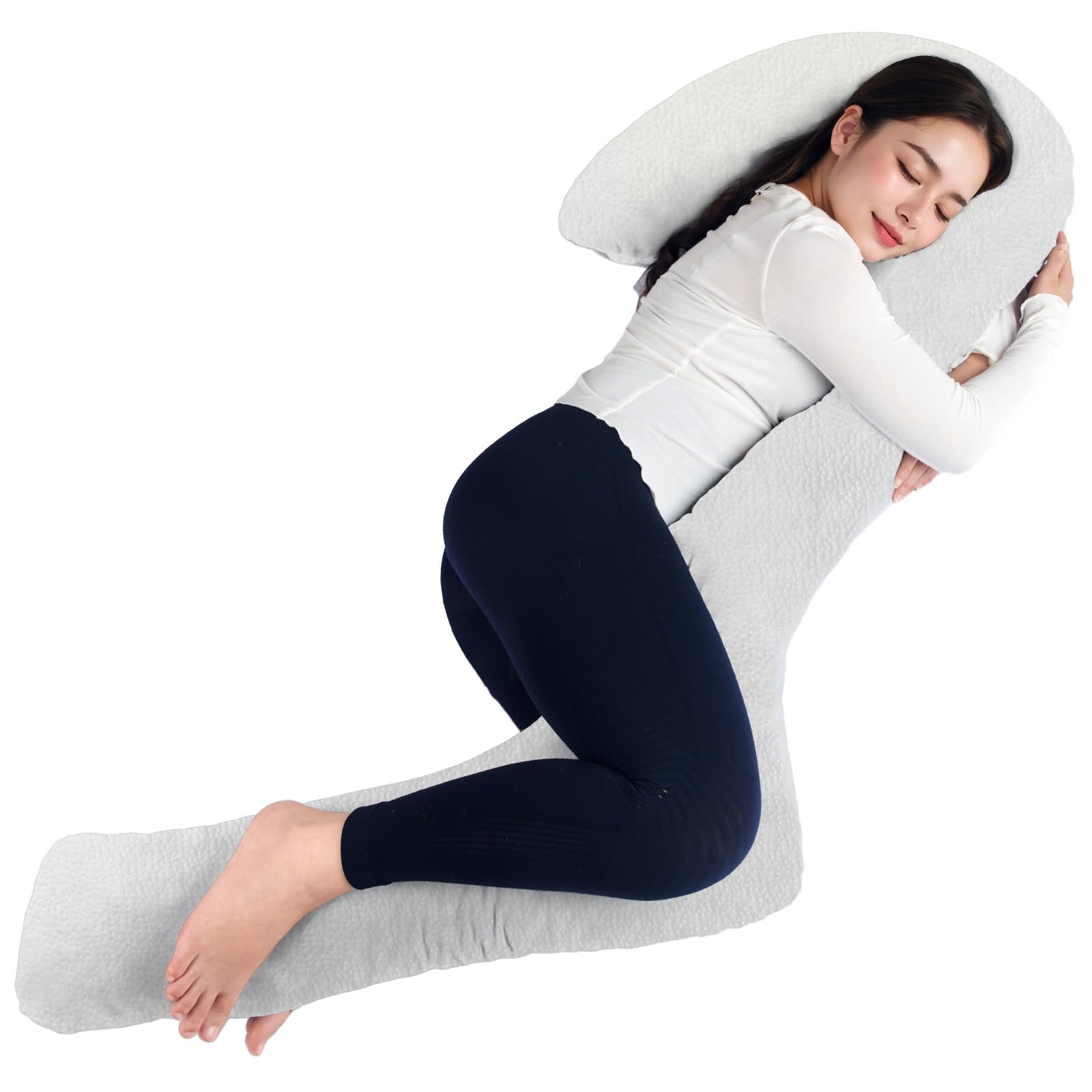 SAHEYER Almohada Corporal para Dormir de Lado, Almohada de 68 Pulgadas de Largo con 3 Formas de Almohada de Espuma viscoelástica, Almohada Multifuncional para Embarazadas, para Espalda, Cintura,