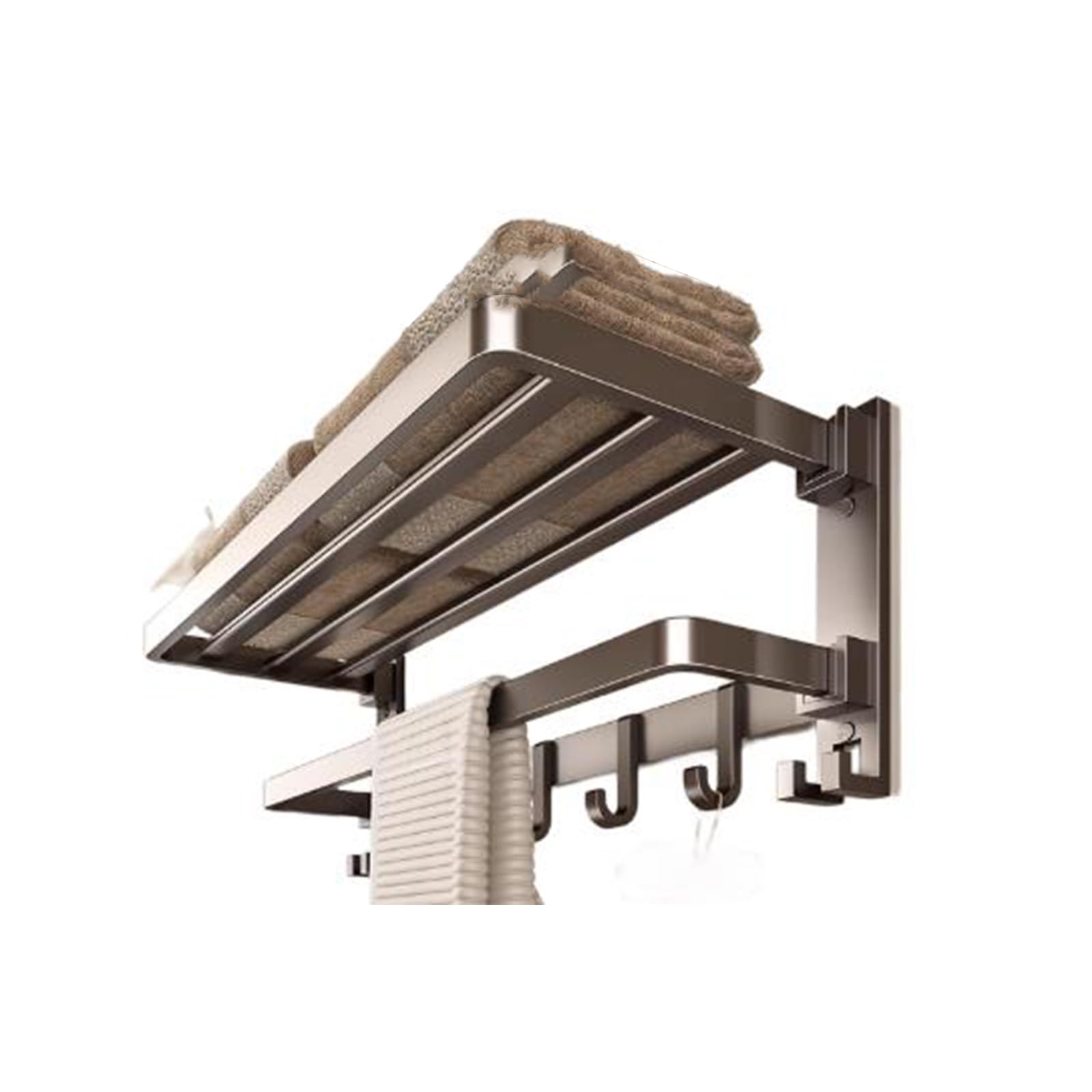 Porte-serviettes salle de bain gris 50cm JATIBOSH pour un rangement mural élégant