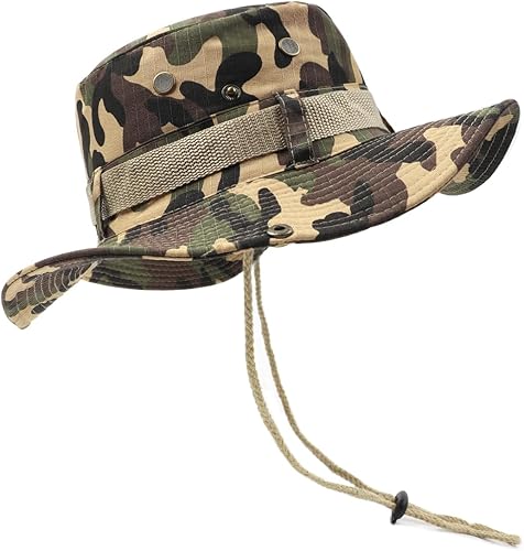 Zylioo Sombreros Boonie de gran tamaño XXL, sombrero táctico militar de safari para cabezas grandes, sombreros de caza ligeros con correa