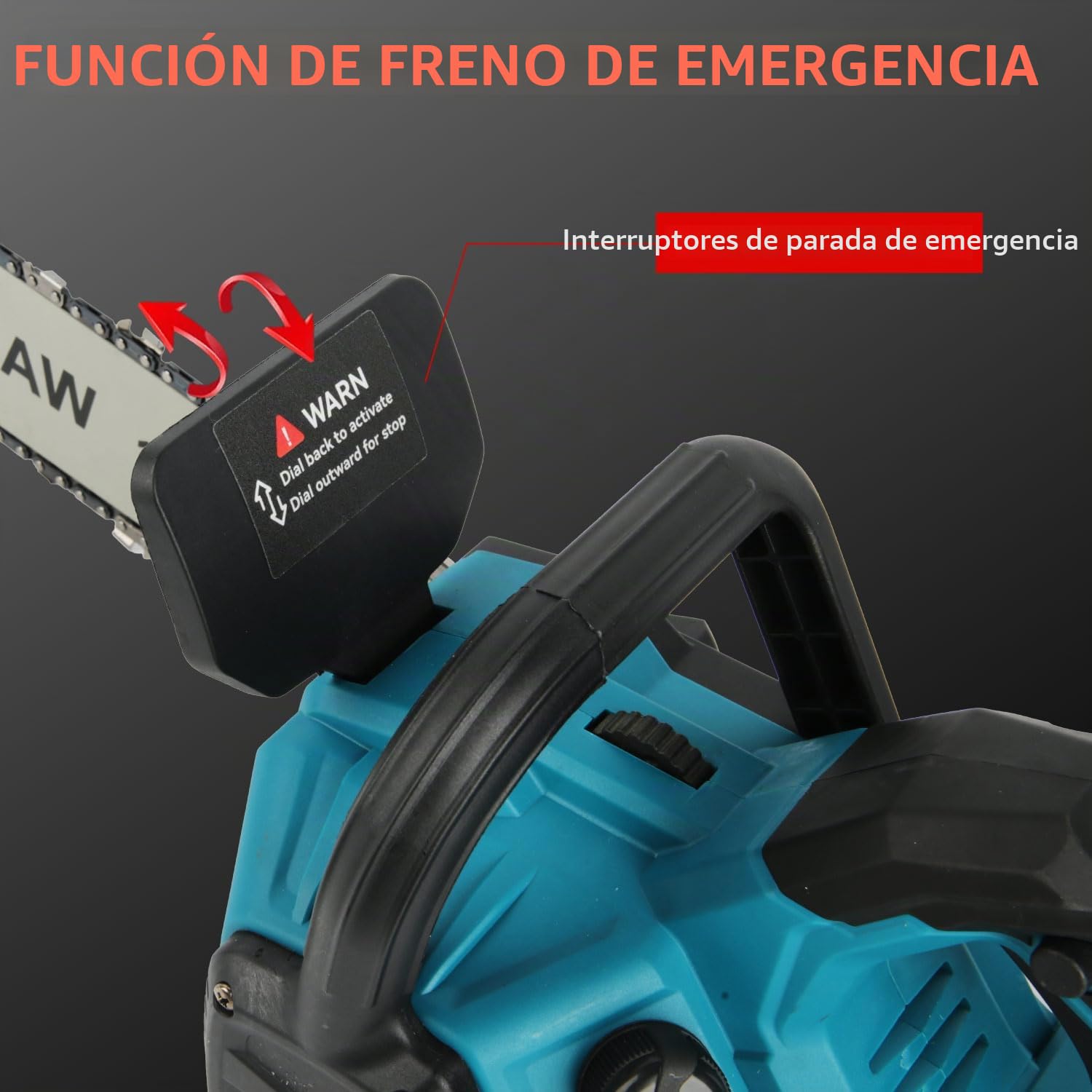 Motosierra Eléctrica con Batería de 21V, 1800 W, Sin Escobillas, con Cadena de 16 Pulgadas, con Espada de 40CM, Motosierra Bateria con 2 Baterías de 4000 mAh para Cortar Madera