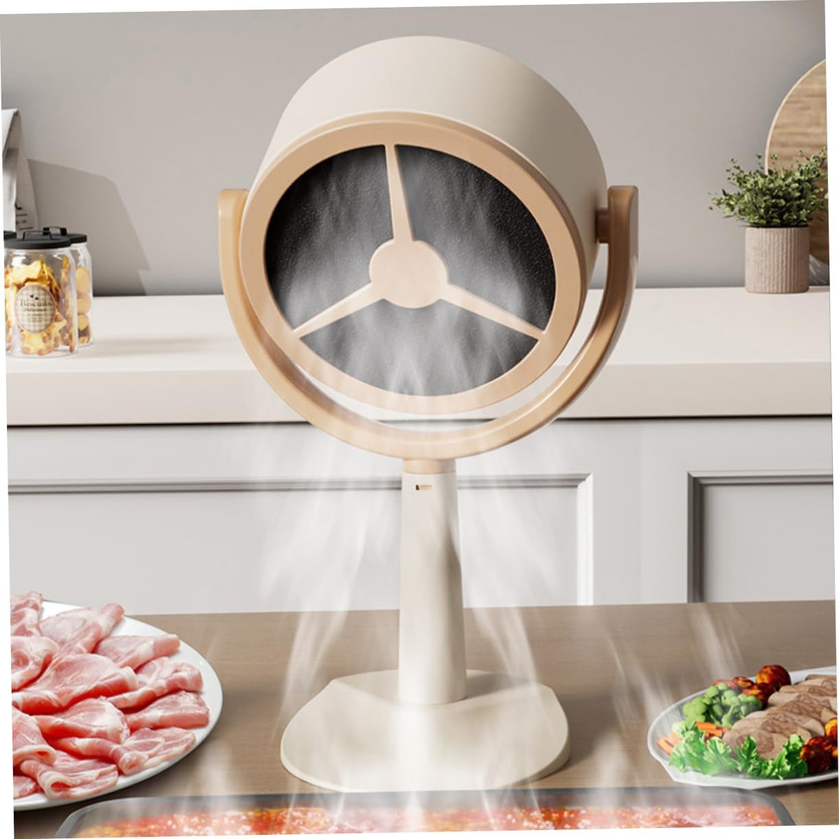 TEHAUX Portable Mini Cooker Hood Strong Suction Desktop Range Hood for Hot Pot and Barbecue Small Extractor Fan for Kitchen Compact and Lightweight Design