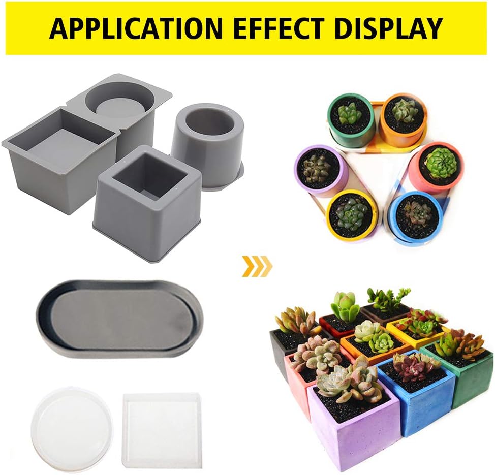 DELITLS Concrete Molds, DIY Reusable Silicone Planter Mold Flower Pot