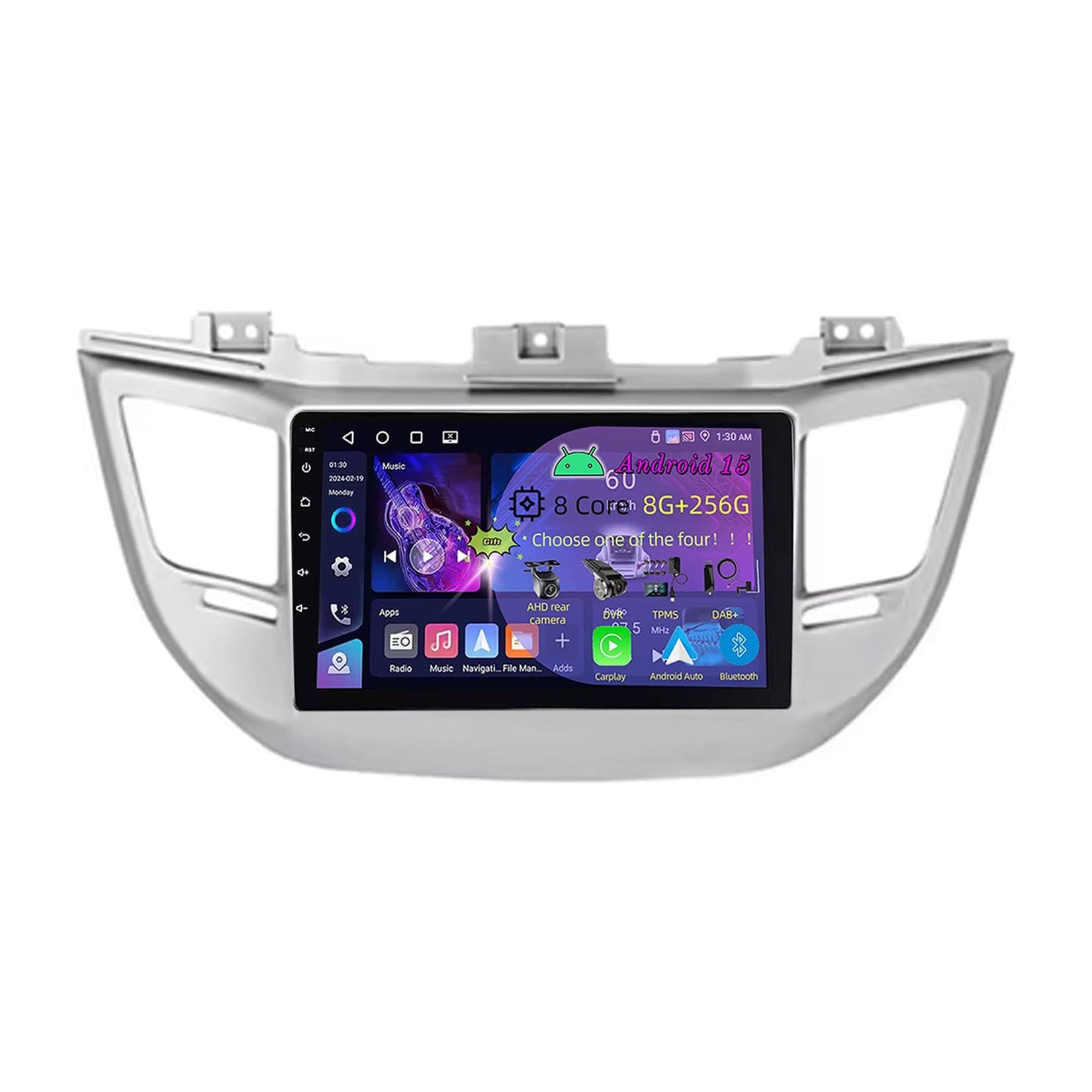 9-calowy, podwójny Din, samochodowy system stereo z systemem Android 15 do Hyundaia IX35 Tucson 3 2015-2018 z kamerą tylną Car Play, sterowaniem z kierownicy, Bluetooth, GPS, radiem FM i Wi-