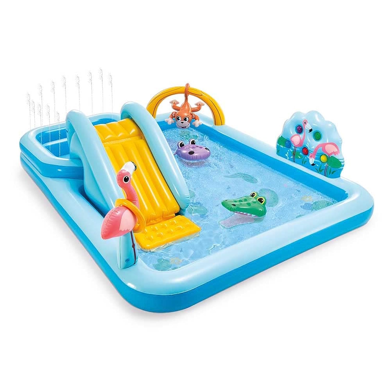 Jungle Adventure Inflatable Kids Backyard Party Pool Play Centre with Games| Kiddie Summer Play Pool with Inbuilt Spray, Slide & Games| Pool for Toddlers Indoor Outdoor Garden Farmhouse-image-35