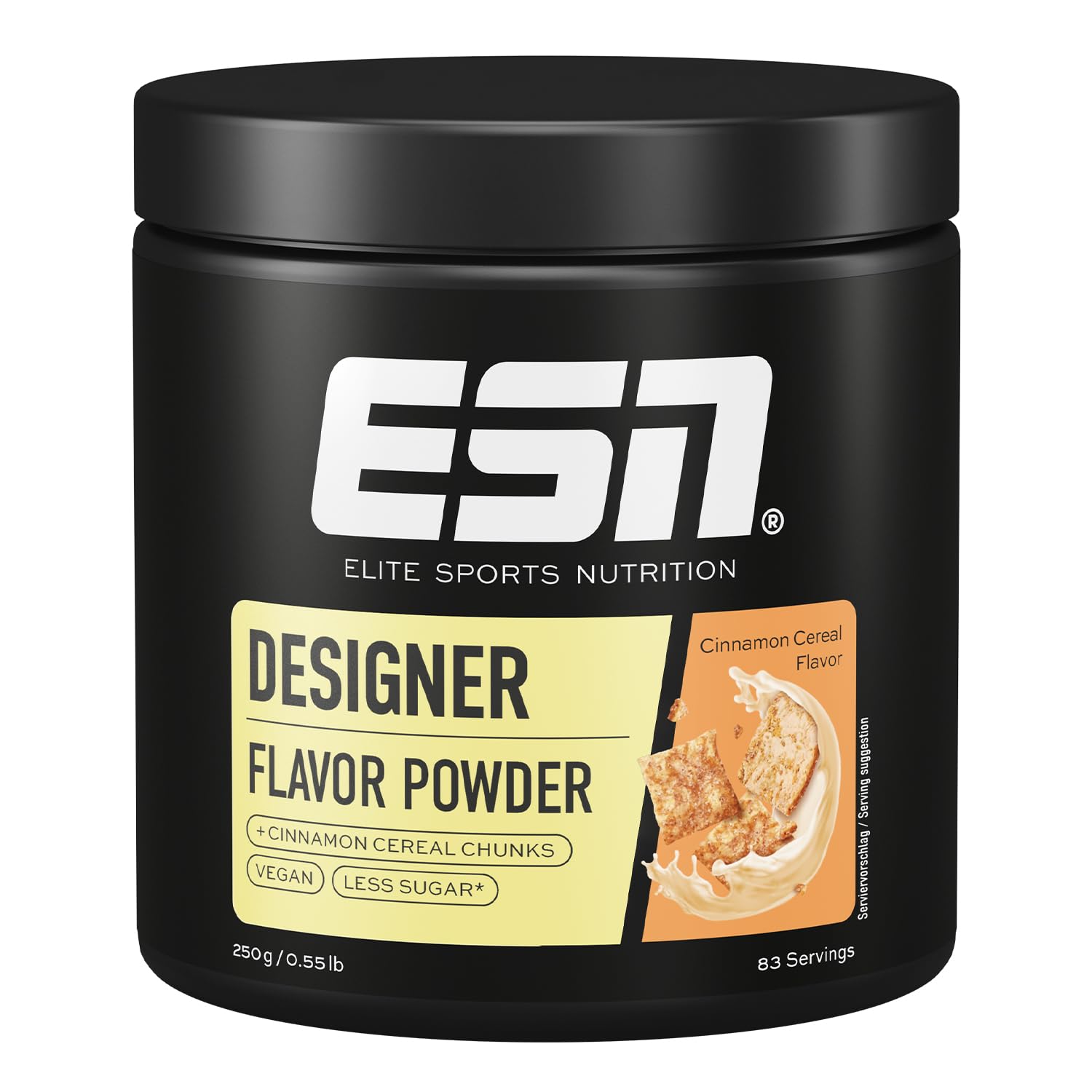 ESN Designer Flavor Powder, Cinnamon Cereal, 250 g, 0.55 lbs, 83 Servings - Low Calorie Sugar Substitute Perfect for Curd or Skyr - Made in Germany