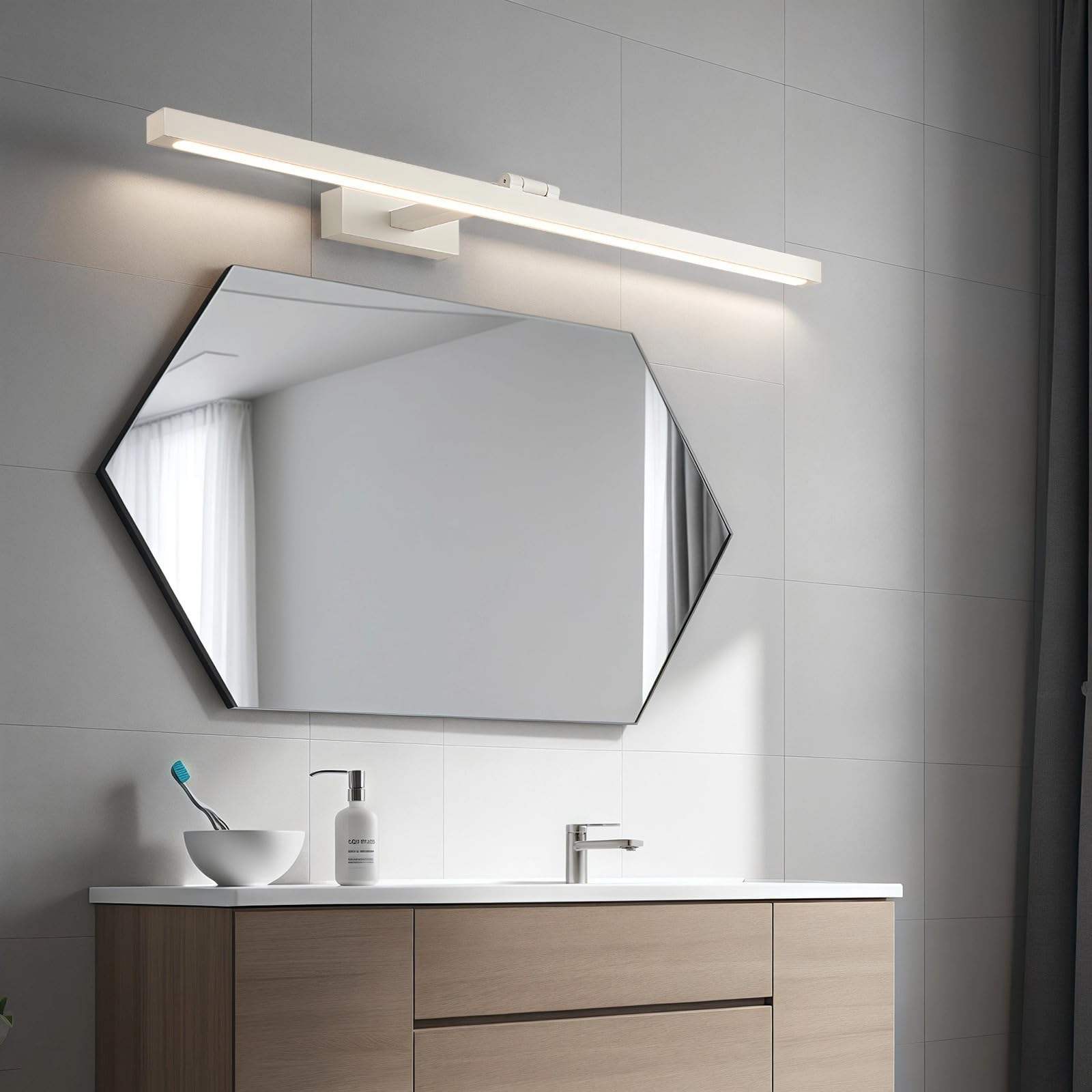 Verstellbare LED-Spiegelleuchte für Badezimmer, wasserdichtes und korrosionsbeständiges Aluminium, einfache Installation, erhältlich in verschiedenen Längen