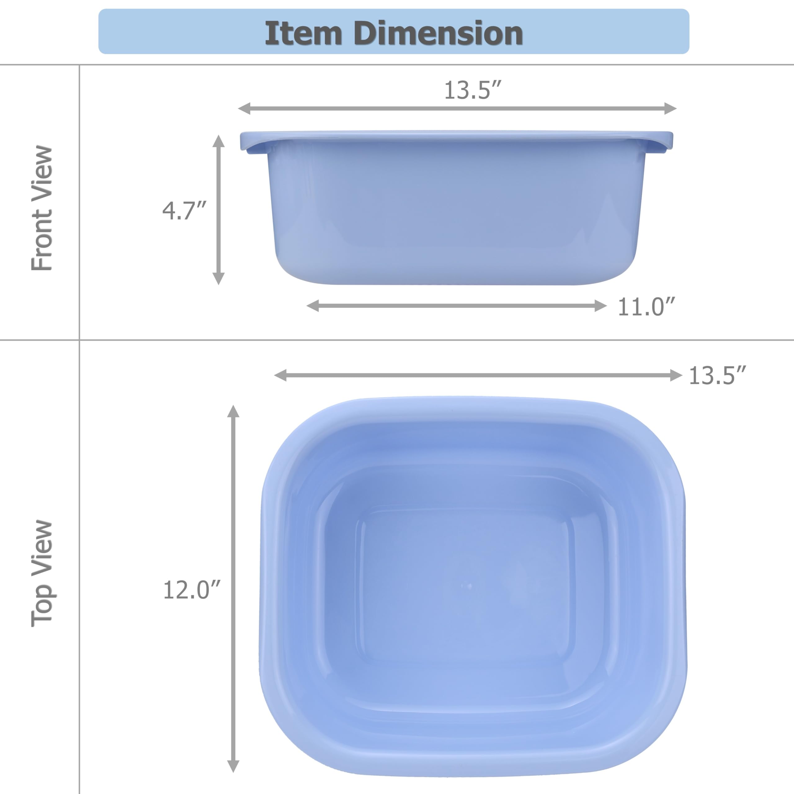 EIKS Lot de 2 bacs à eau rectangulaires en plastique pour un usage domestique, peu encombrant, résistant à la chaleur, idéal pour le nettoyage, le trempage et l'organisation, capacité 6,7 l