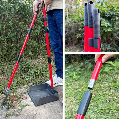 Image of Heavy Duty Metal Pooper Scooper for Large Dogs,Long Handle Dog Pooper Scooper with Large 9.5'' Tray & Rake,Rustproof Aluminum Pet Waste Scooper for Grass,Gravel & Yard