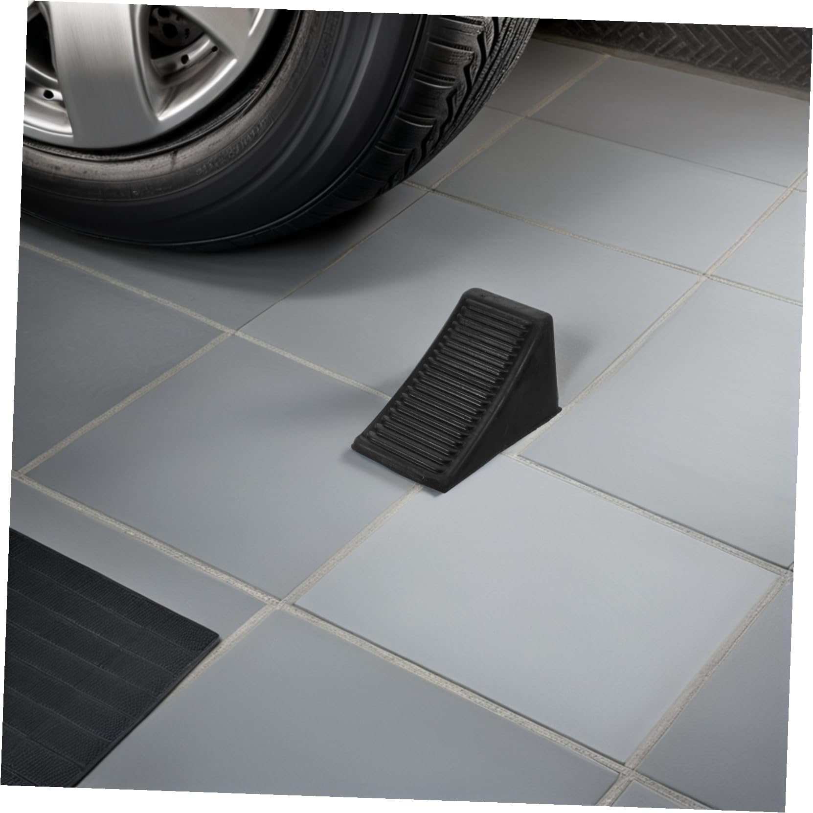 2stücke Gummireifenkeile für Garage Auto Parkstopper mit Antirutschmatte Radstopper für Anhänger und Fahrzeuge Gummiparkblock für Sicheres Parken