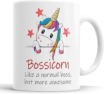 Bossicorn Mug Boss Unicorn Cup for Fathers Day Birthday Christmas Funny Mug Present for Work Boss