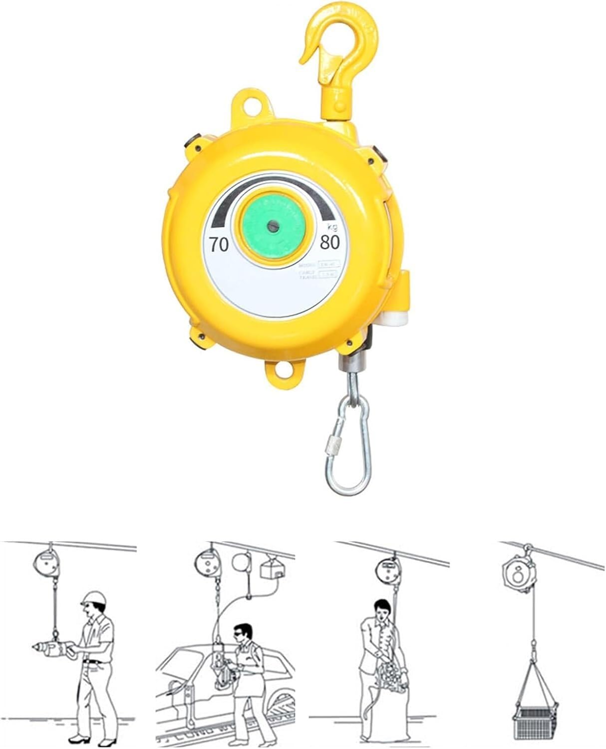 VUIKLCty Spring Balancer Tool Balancer With Wire Rope And Hook For Workshop And Automotive Equipment(Size : 70-80kg)