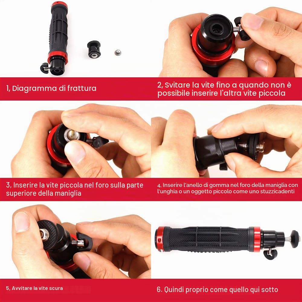 AFUNTA Pro Handheld video della telecamera stabilizzatore costante, ideale per GoPro, Cannon, Nikon o qualsiasi fotocamera DSLR fino a 0.95 KG Con Smooth Pro Glide fisso Cam - Rosso + argento + nero