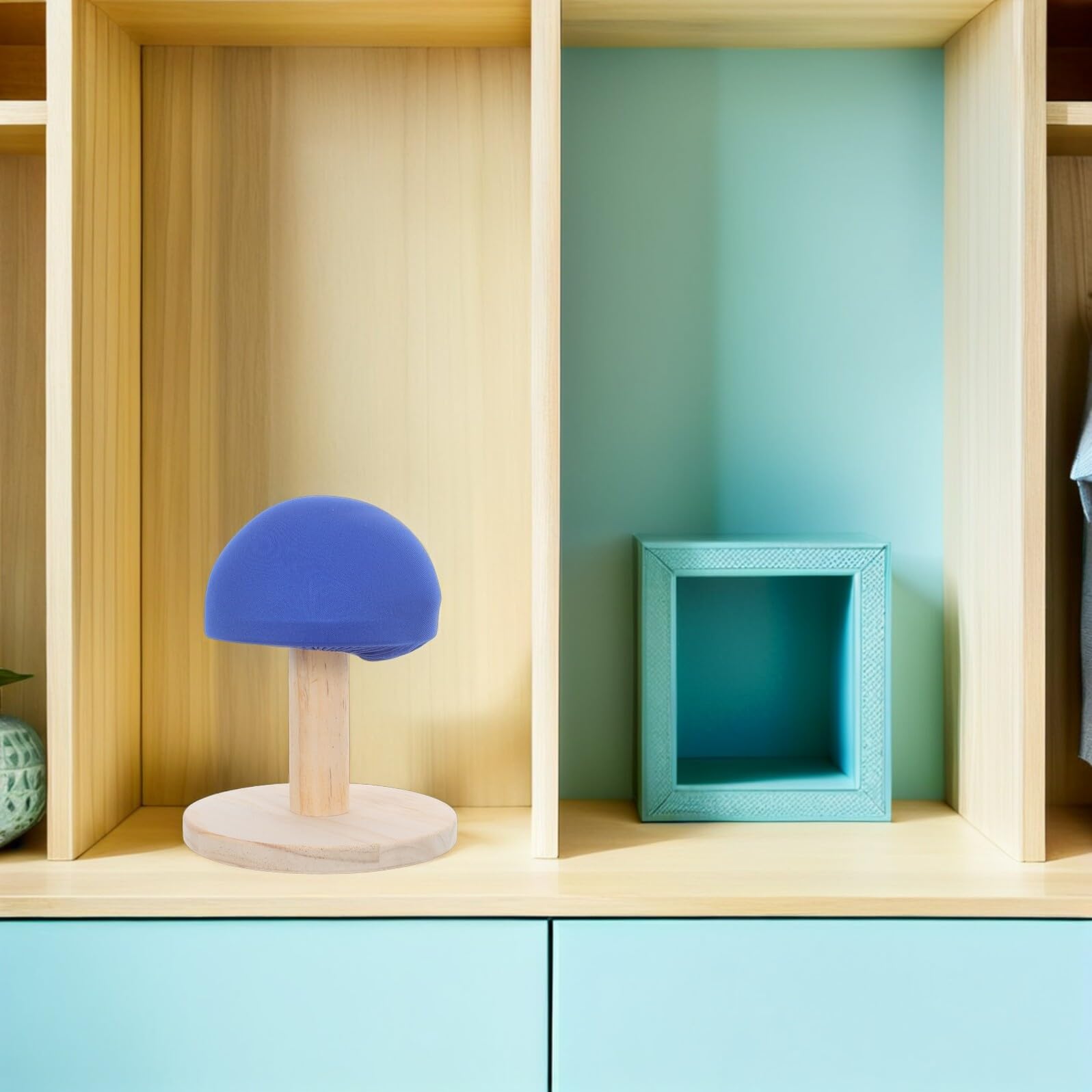 Asse da Stiro Mini Rotonda in Legno Blu per Maniche e Capi | Formato Compatto da Tavolo, per Cuciture e Dormitorio, Rivestimento Spugna