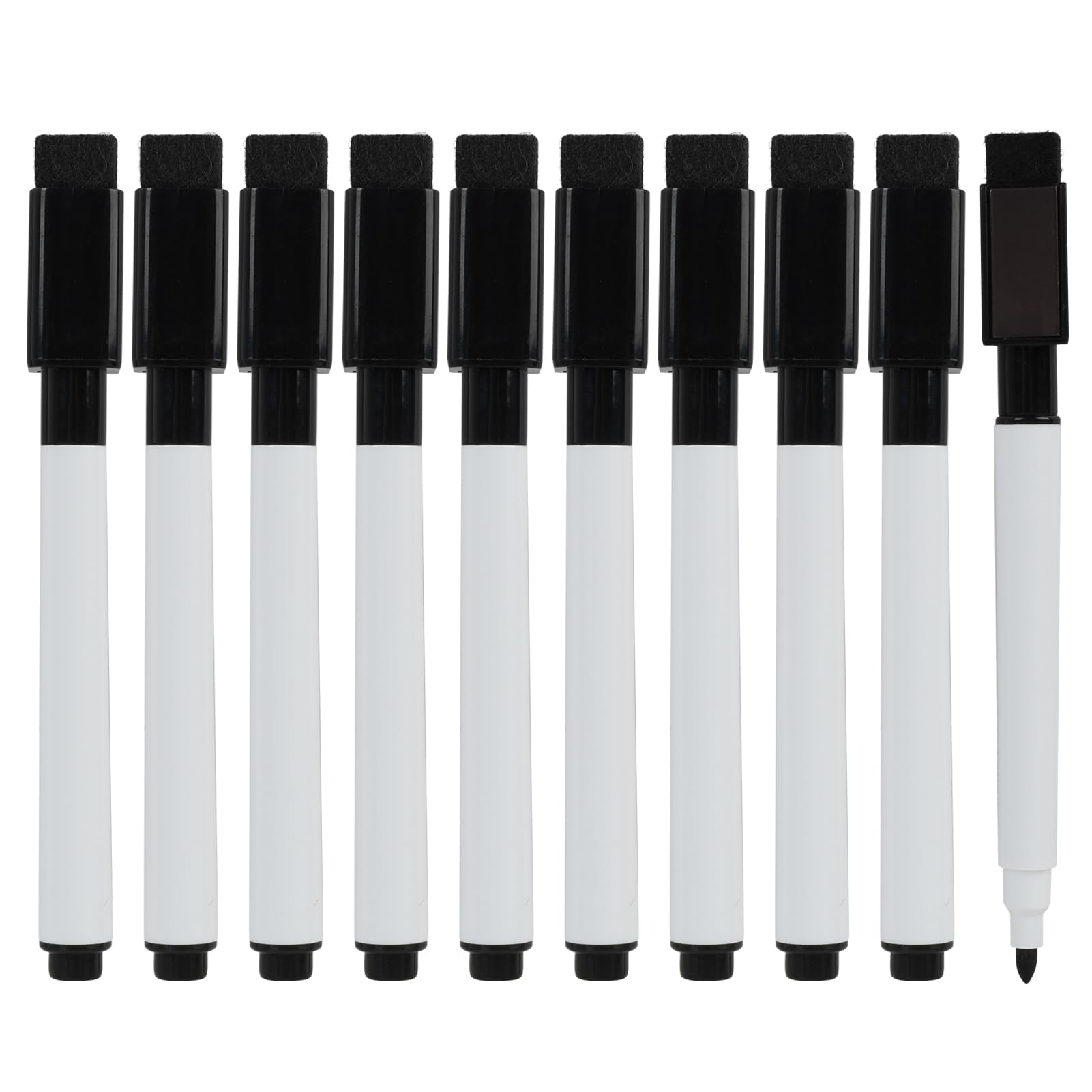 10 Piezas Marcador negro para pizarra blanca magnética, con tapa borradora magnética, tinta de secado rápido y bajo olor, adecuados para escuela, oficina, hogar y juegos. (10PCS)