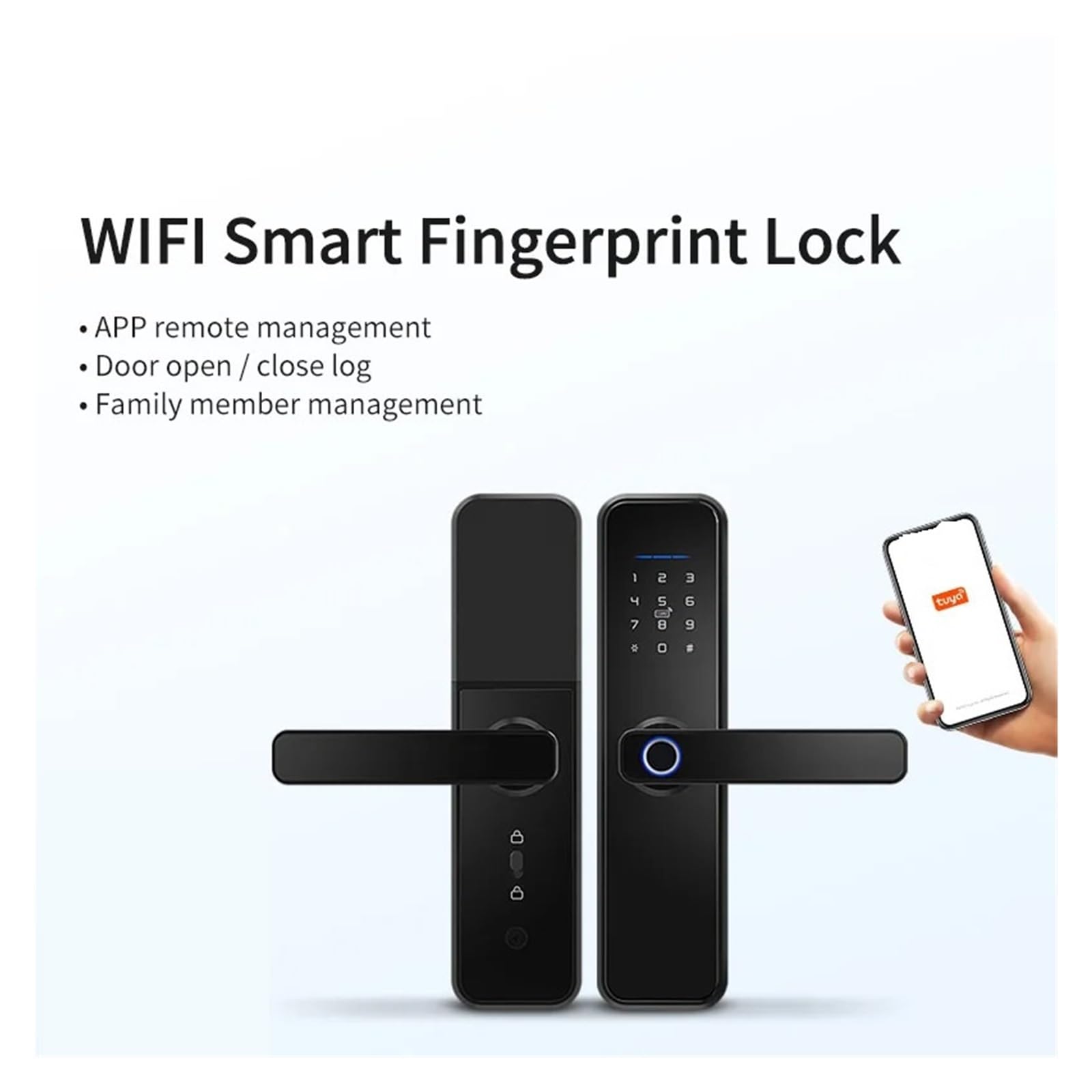 wasserdichte Tuya Biometrische Fingerabdruck-Sicherheit Intelligente Smart WiFi APP Passwort Elektronisches Türschloss Einfache Hohe Sicherheit(60 Latch)