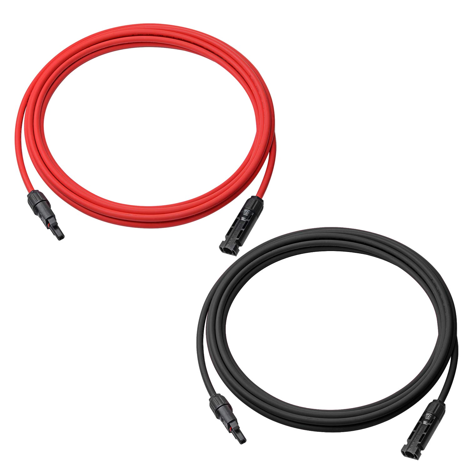 Przedłużacz solarny 10AWG 10AWG ze złączem żeńskim i męskim z dodatkową parą złączy. Zestaw adapterów do paneli słonecznych (1,5 m czerwony + 182 cm czarny)