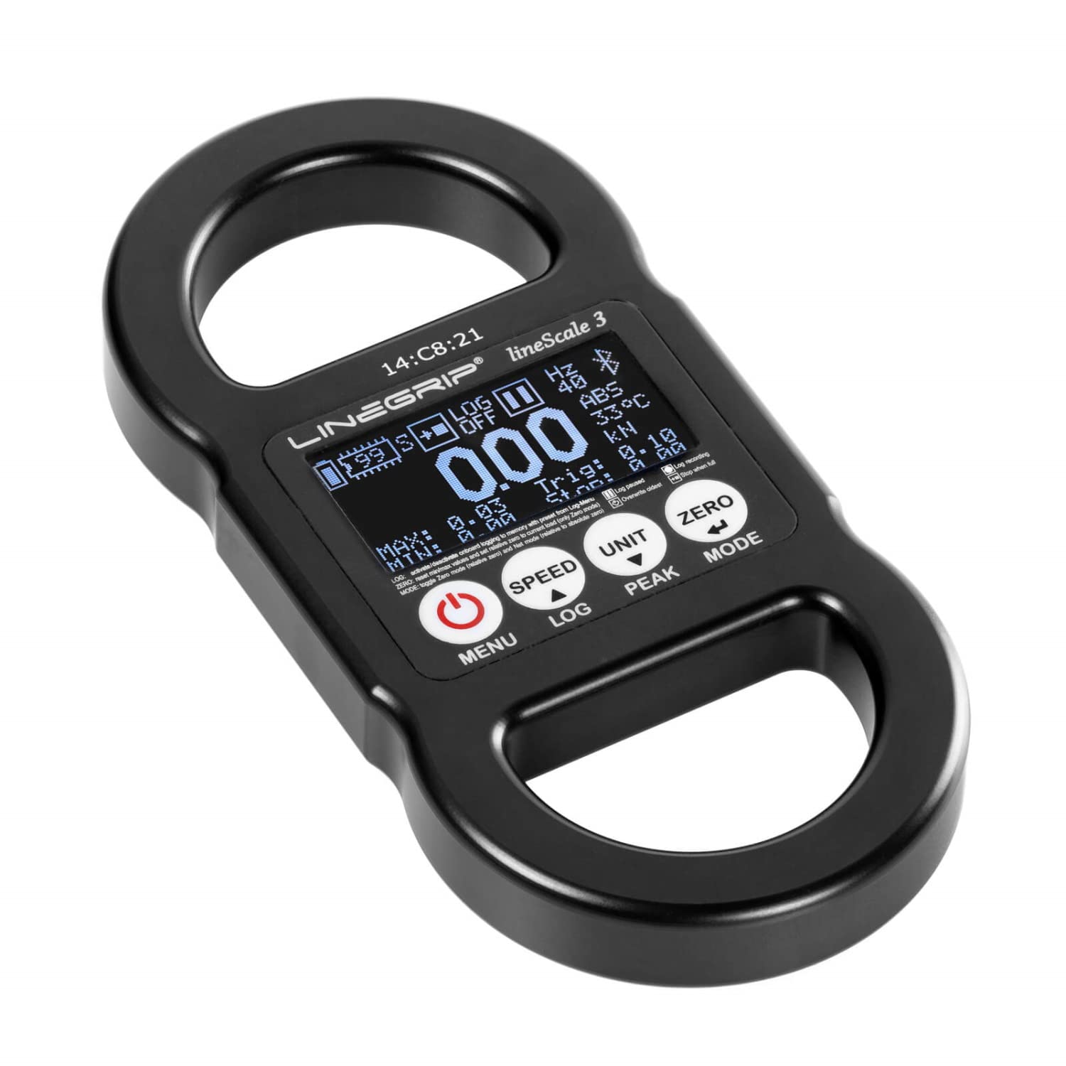 Dynamomètre numérique de poche Line Scale 3 complet avec accessoires : clé USB, protection en caoutchouc, étui de protection et film anti-éblouissement - Noir
