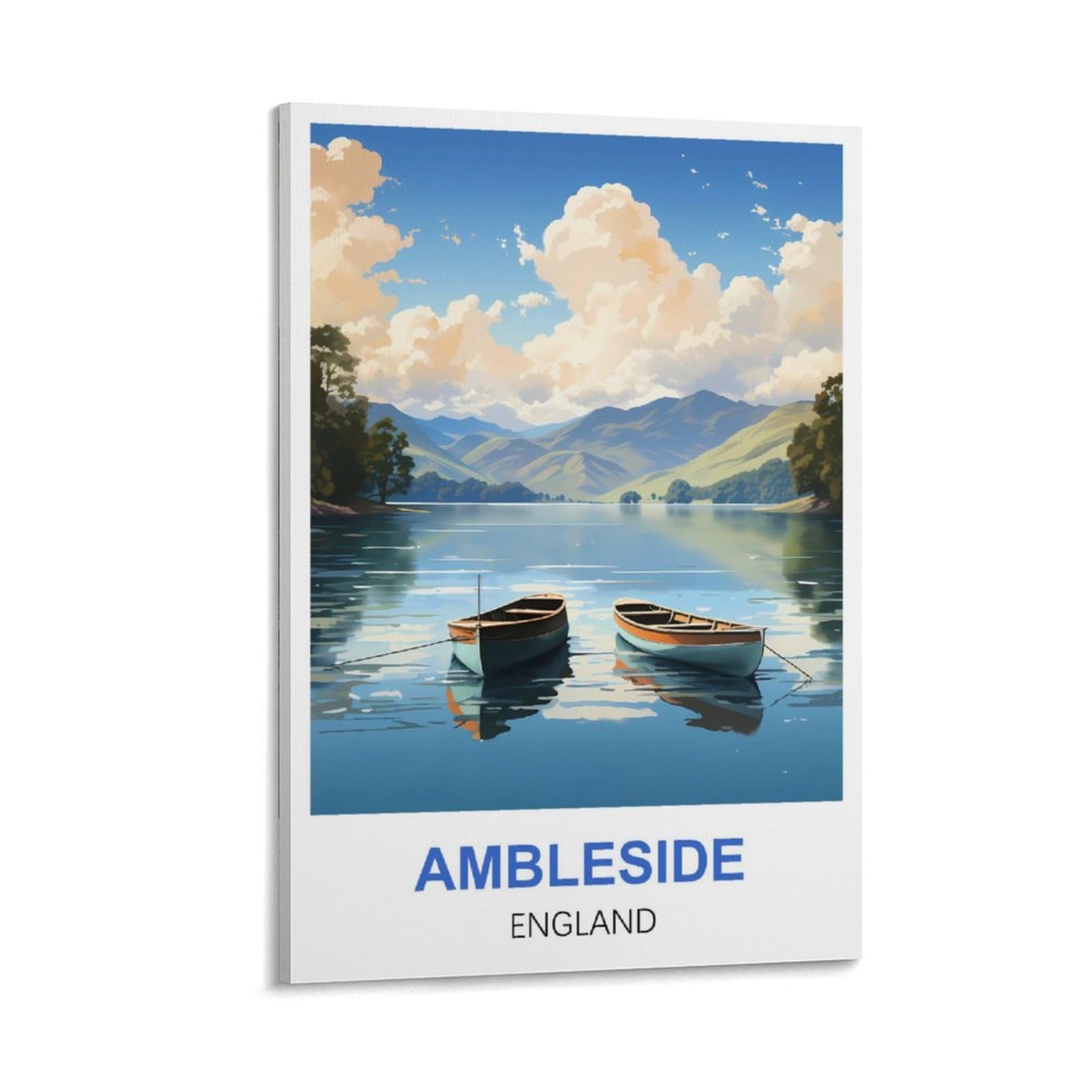 WGMDOEE Ambleside England Vintage Travel Poster 08x12inch(20x30cm) Canvas Poster Living Room Wall Art Home Decor