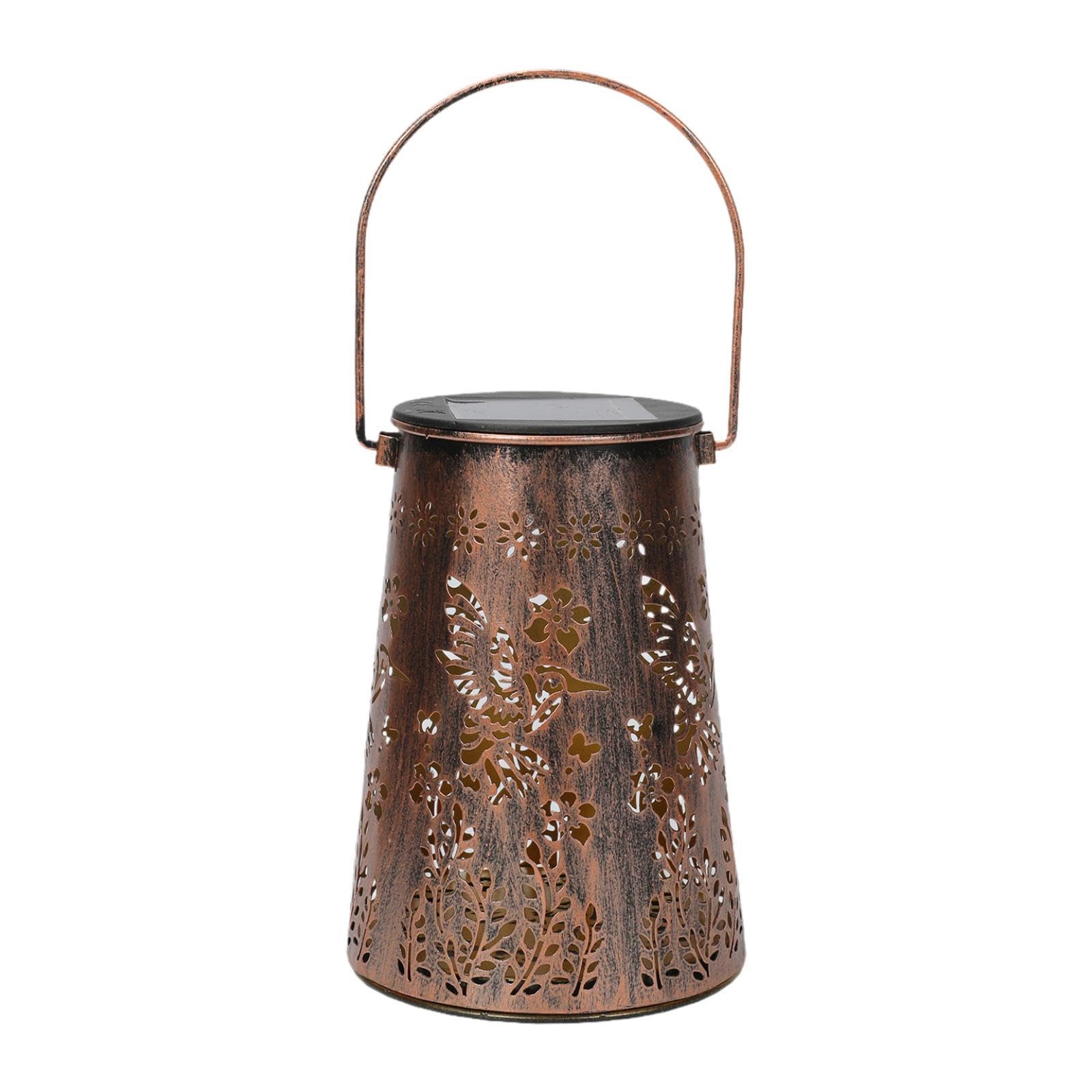 Lanterna Solare Lanterna da Esterno Lampada LED Appesa Proiezione Stelle Metallo Antico Impermeabile Adatta Spazi Esterni Casa Regalo, Luci Colorate