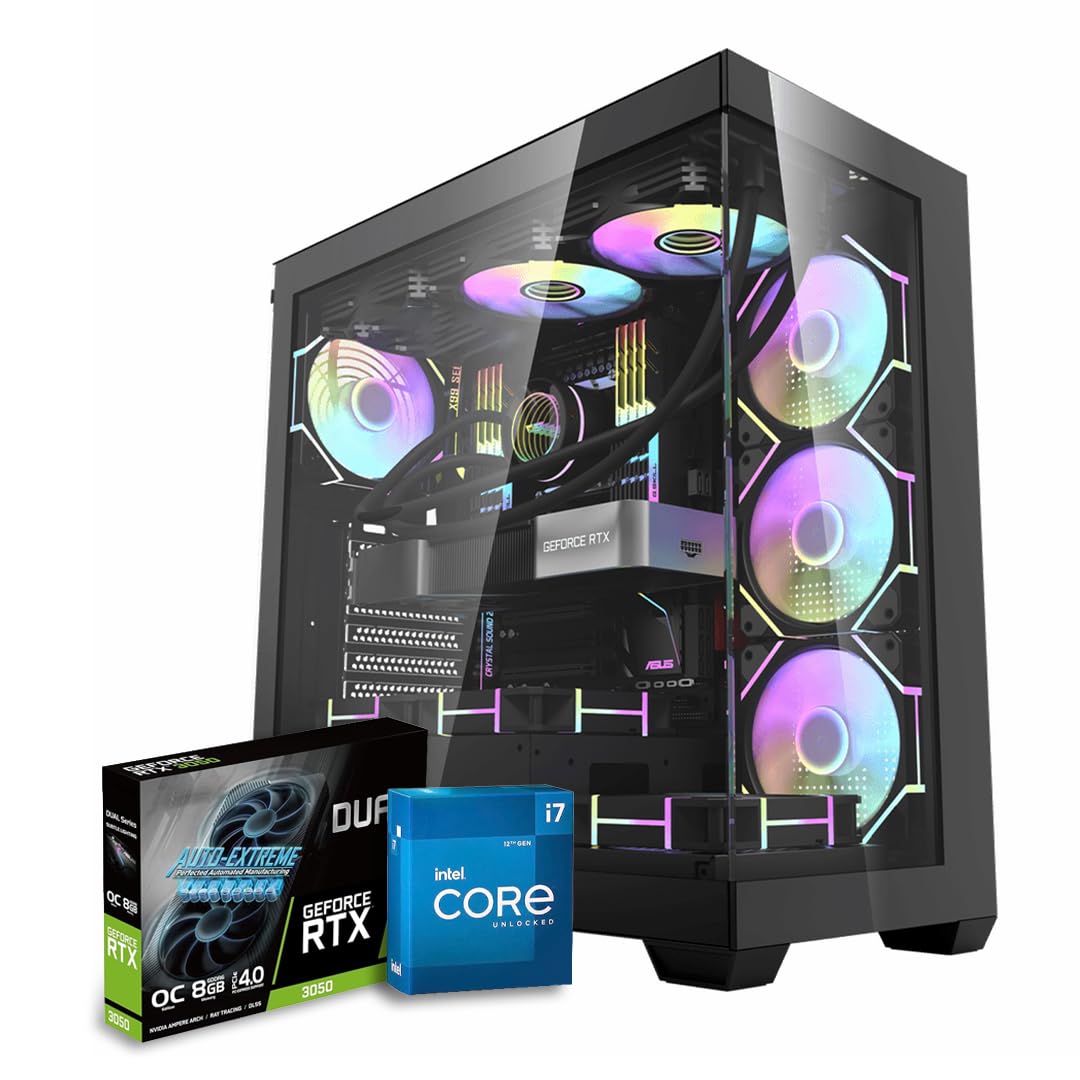 FIRST WAVE Gaming PC Exodus - 14th Gen Intel i7-14700K, RTX4060 8GB Graphics, W11 Pro, 2 Year Warranty – Video Editing, Blender, Unreal Engine (Black, 64GB - 2TB NVME | 2TB SSD) 64GB - 2TB NVME | 2TB SSD Black