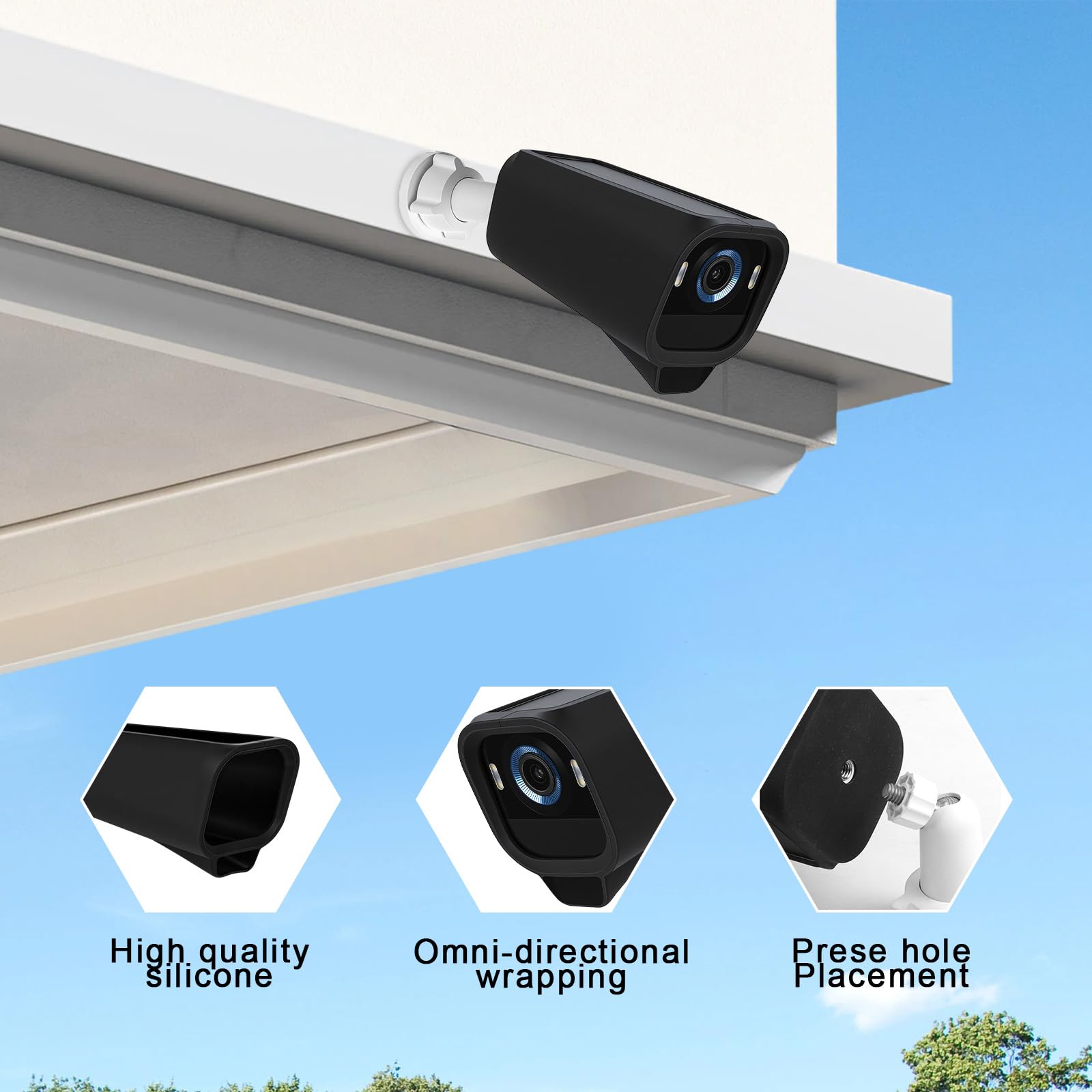 2 unidades de fundas protectoras para Eufycam S3 Pro, soporte para canalón con funda de silicona impermeable a prueba de polvo para cámara de seguridad Eufy Security, color negro