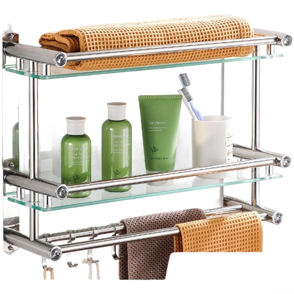 pour étagère Douche Verre Trempé 30cm Perçage pour étagère(C)
