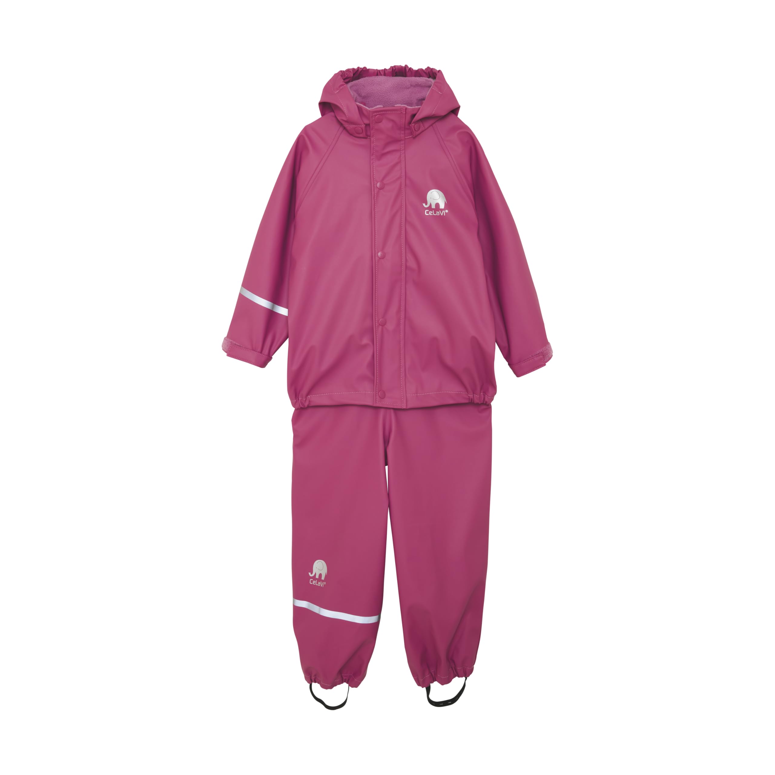 CeLaVi European Kids Rain Suit for Boys Girls with Detachable Hood, Waterproof 2 Pcs Rain Jacket w/Pants or Dungarees