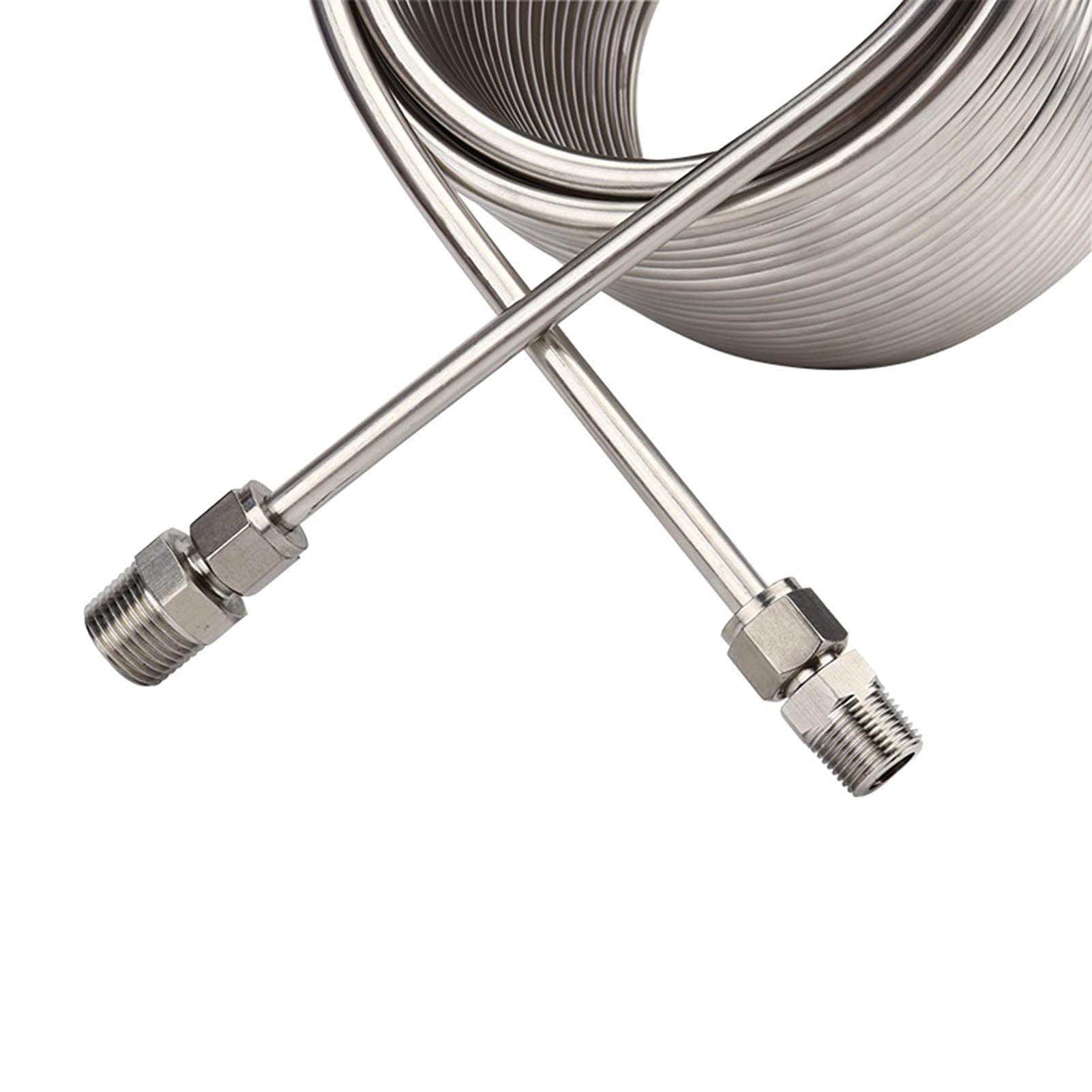 Scambiatore di calore in acciaio inossidabile, refrigeratore for mosto ad immersione, porta da 1/2" e 3/8" e serpentina con tubo a spirale, refrigeratore for birra/vino for birra fatta in casa.