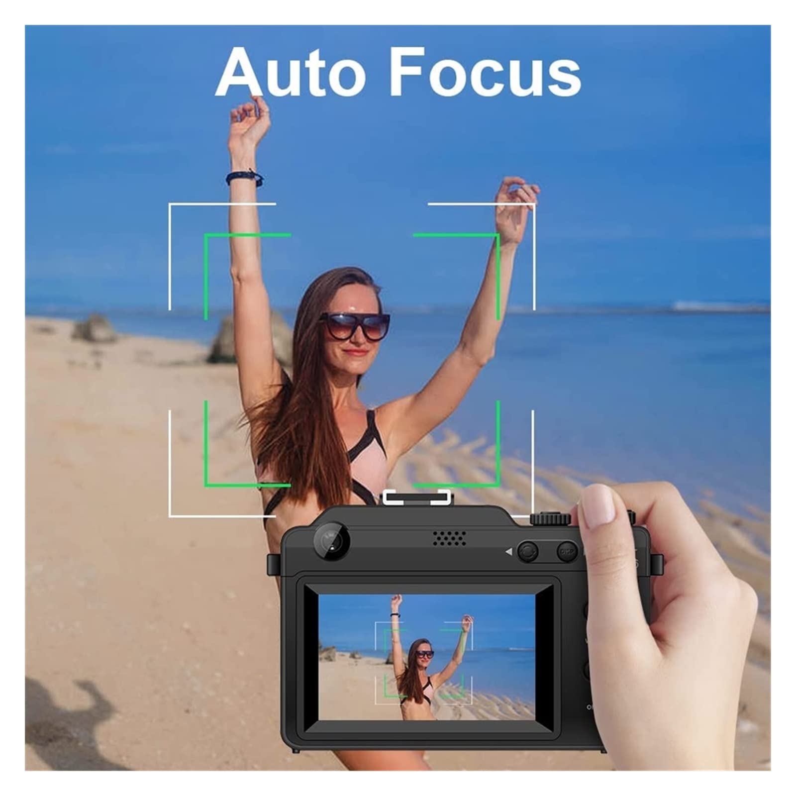 Caméra vidéo Caméscope Caméras Photo numériques grand Angle 48MP bricolage cadre avant arrière double objectif Selfie caméscope for la photographie 18X 4K caméra vidéo(With 128G TF Card,With Wide)