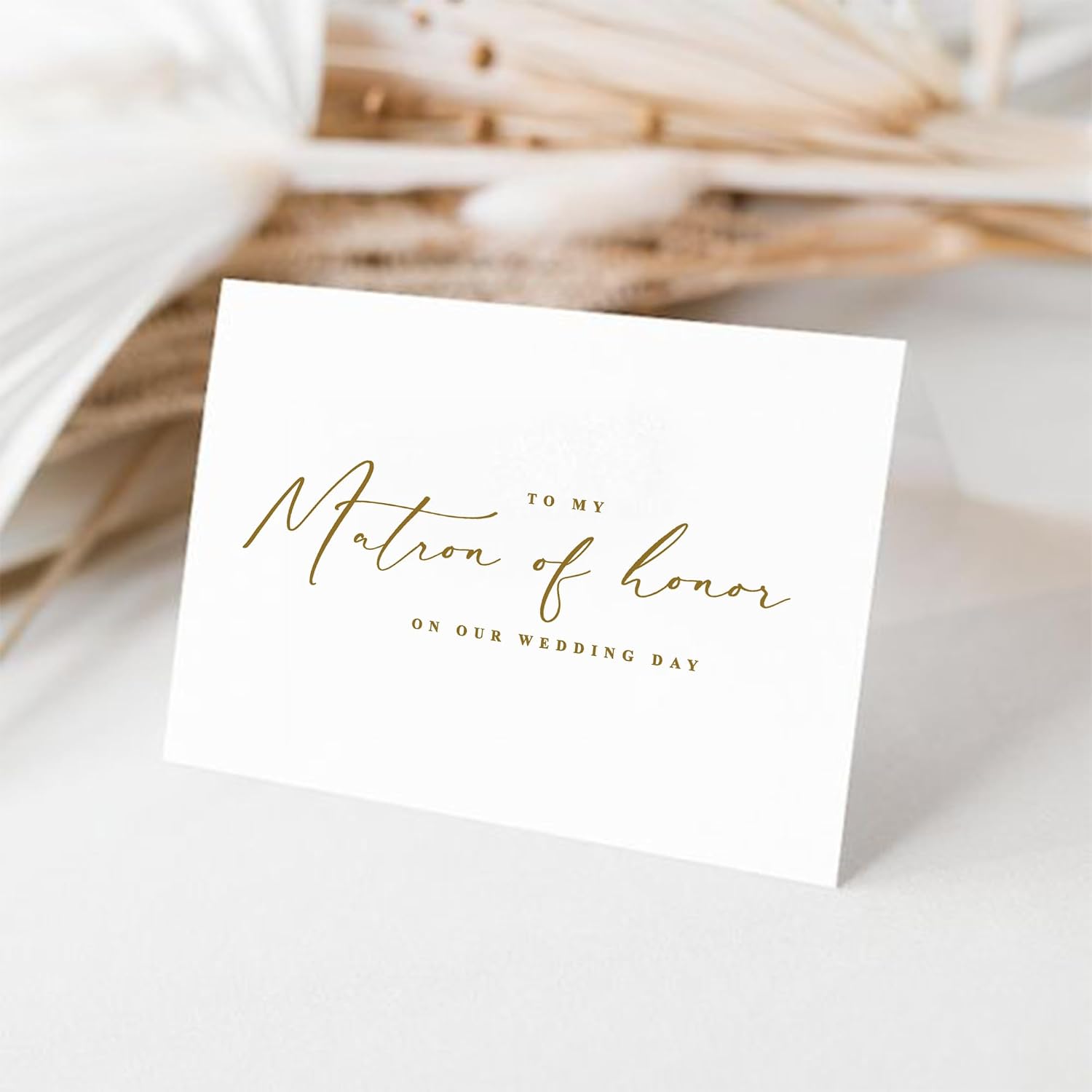 PartyGifts&beyond To My Matron of Honor On Our Wedding Day Card with Envelope, Bridesmaid Thank you Gift