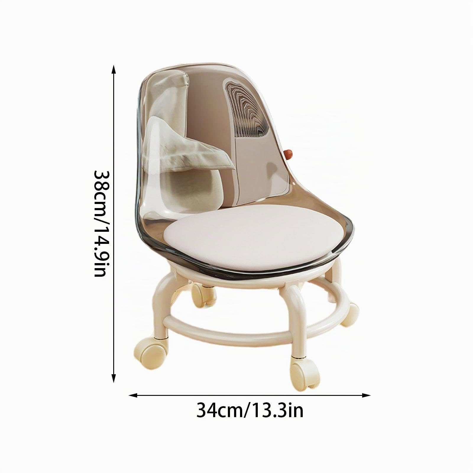 Sgabello Girevole con Ruote, Sgabello per Pedicure, per Ufficio, Garage, Pulizia Pavimenti Cucina, Barbiere, Grigio