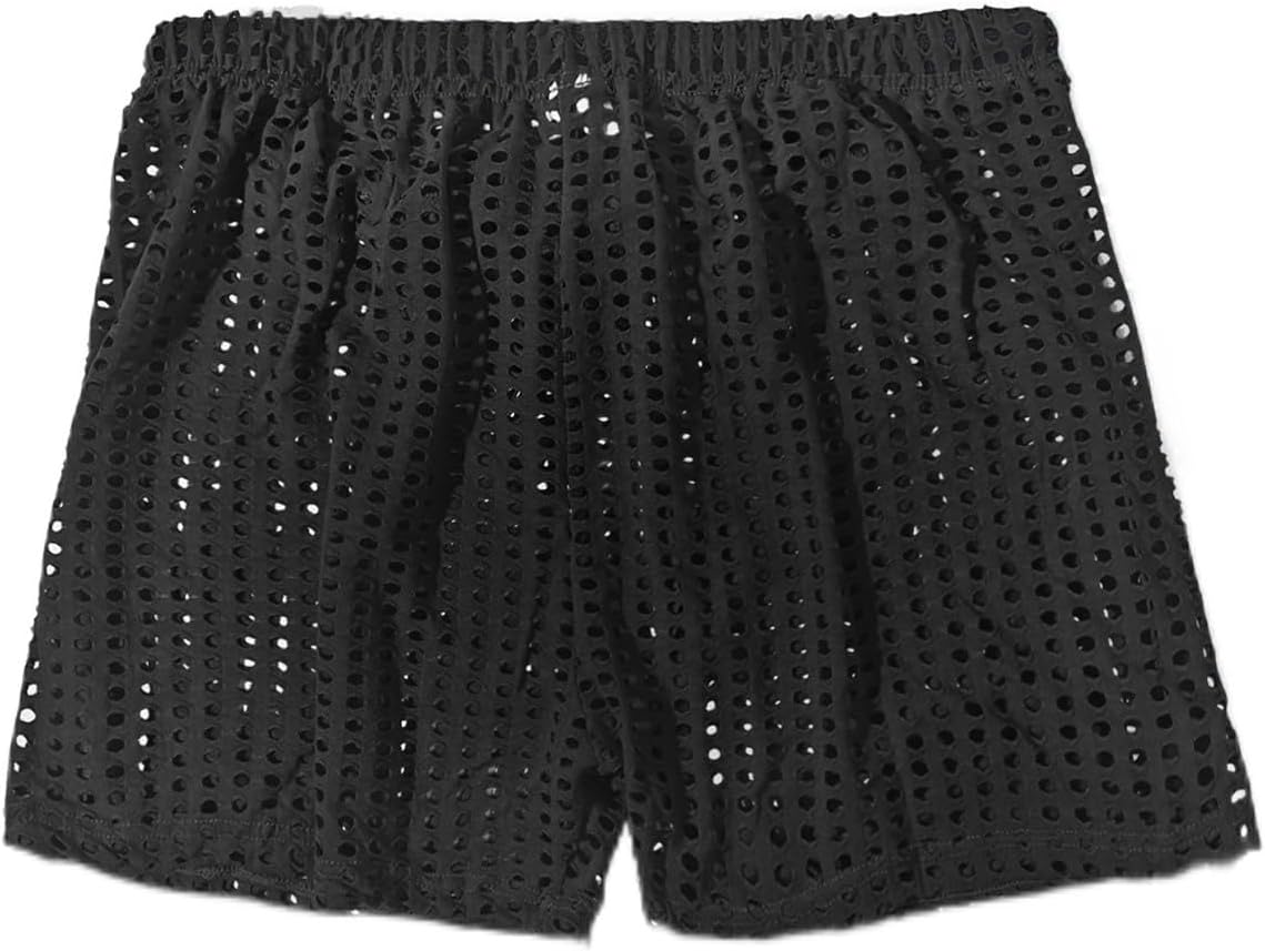 Men's Sexy Boxer Briefs With Drawstring Soft Stretch Mesh Underwear, Breathable & Comfortable