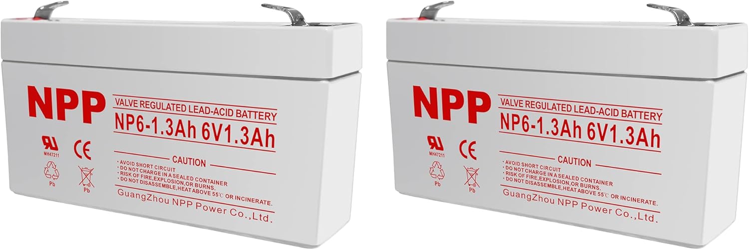 NPP NP61.3Ah, 6V 1.3Ah (F1, 2 Pcs), Rechargeable Sealed