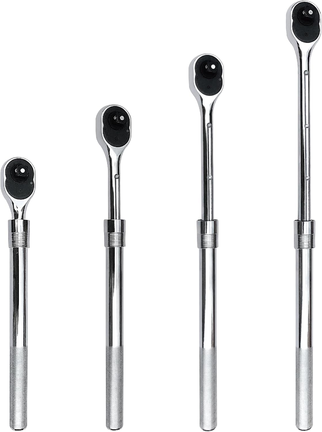 MacWork 3/4" Drive Extendable Ratchet Handle, Extends 19.5in to 30.5in, Quick Release, 24-Tooth, with 8-Inch Extension Bar