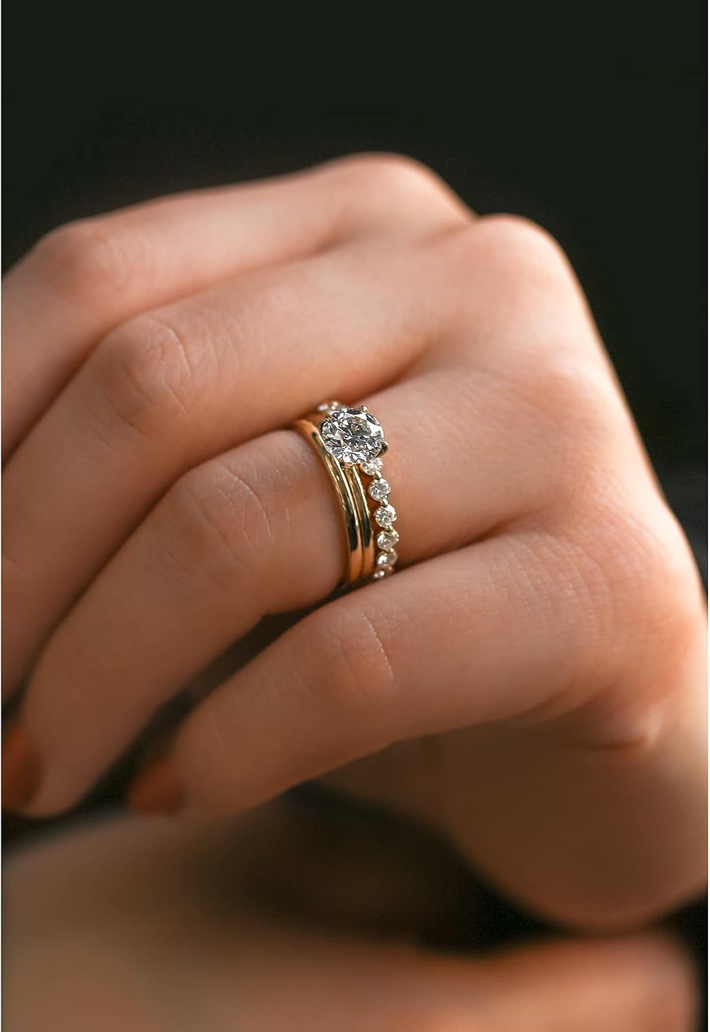 Kobelli 1 Carat IGI Round Floating Tulip Solitaire Bridal Set