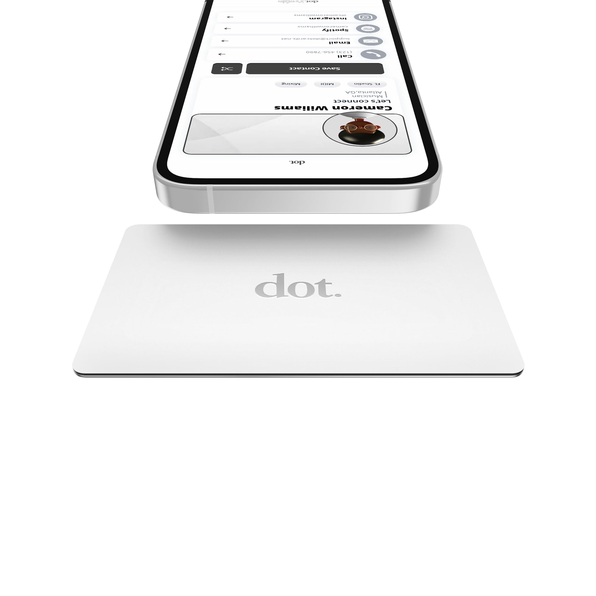 dot. Card Metal - Digital Business Card - Tap to Share NFC - iPhone & Android (White)