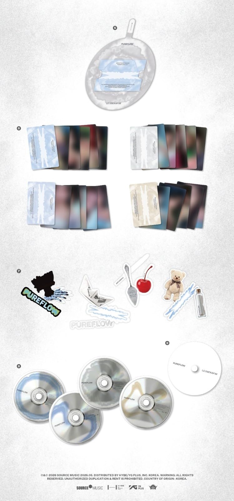 LE SSERAFIM Album - PUREFLOW pt. 1 Standard Edition (Random ver.)+Pre Order Benefits+BolsVos Exclusive Idol-Inspired Giveaways Package