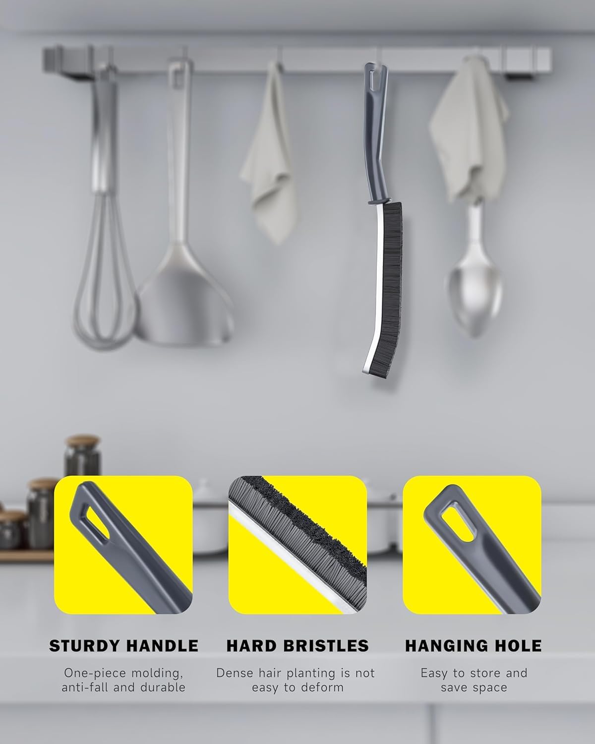 3 Pcs Hard Bristle Crevice Cleaning Brush, Small Cleaning Brushes, Grout Cleaner Brush, Toilet Brush, Scrub Brush for Shower Tile, Skinny Gap Cleaning Tools for Household Use, Bathroom, Kitchen