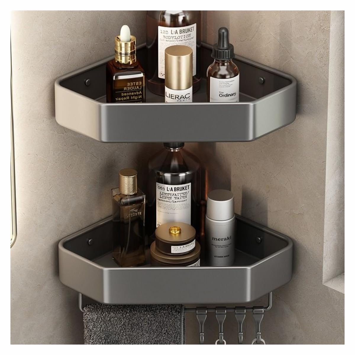 EVERZONE Shower Caddy Hanging Organizer 2 Pack 11 2 Corner Adhesive Shelves with Soap Holder and No Drilling